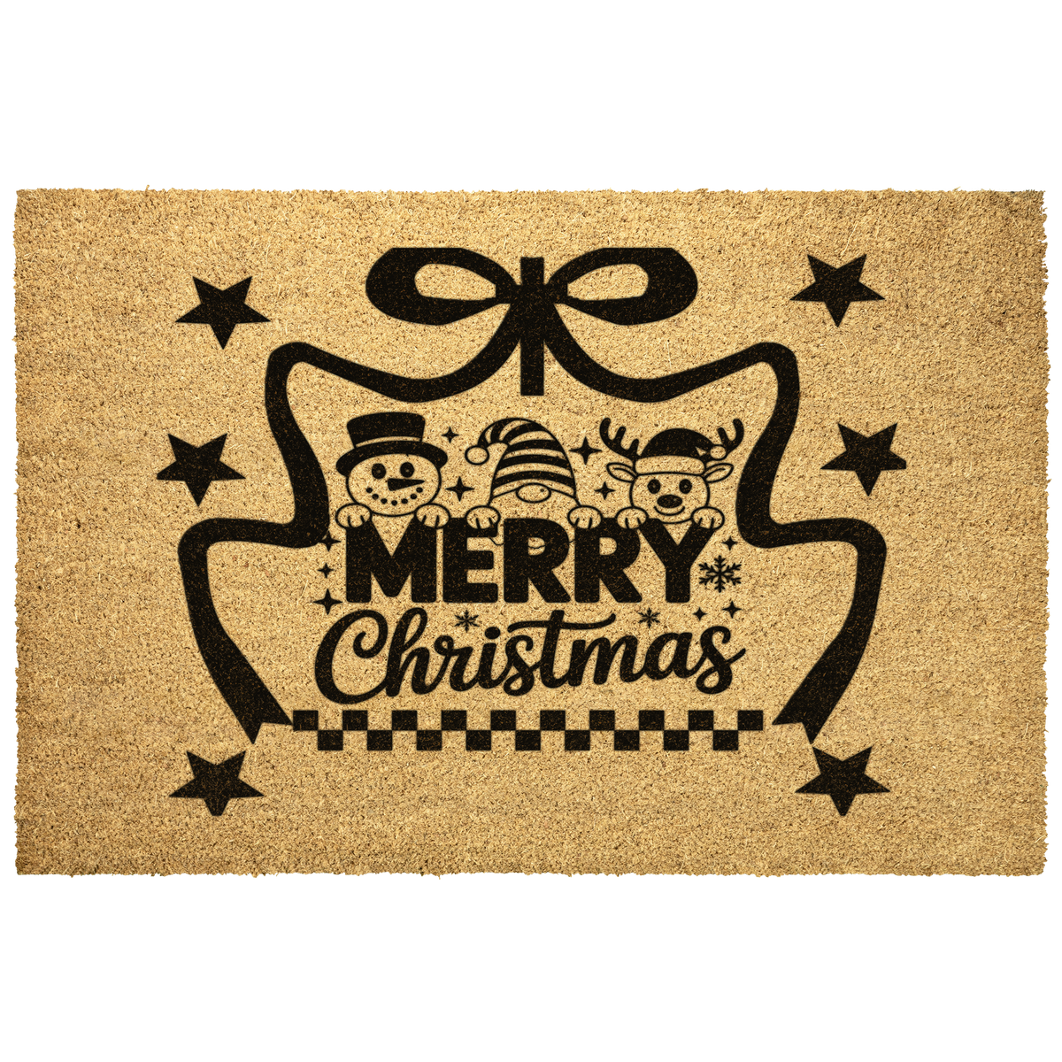 Merry Christmas Characters Outdoor Bristle Doormat