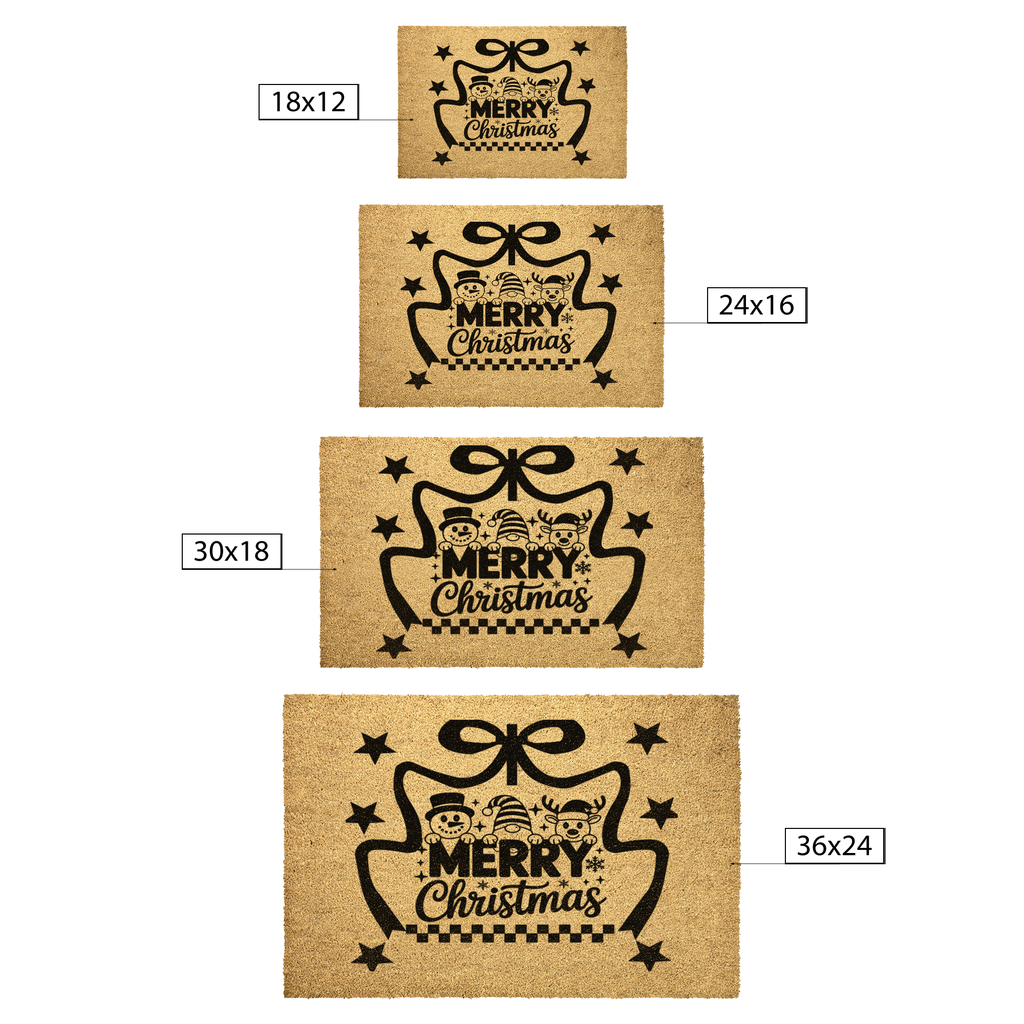Merry Christmas Characters Outdoor Bristle Doormat