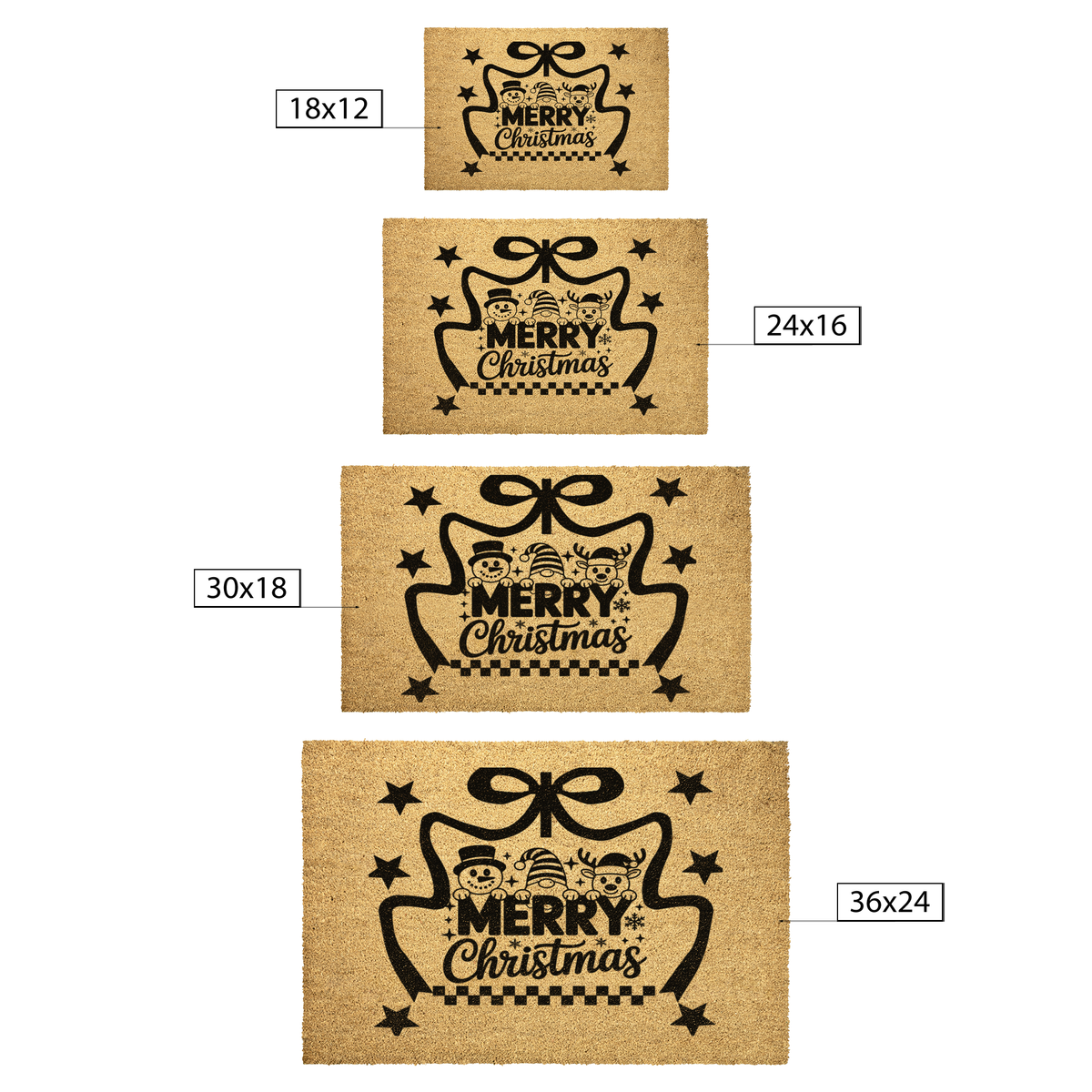 Merry Christmas Characters Outdoor Bristle Doormat