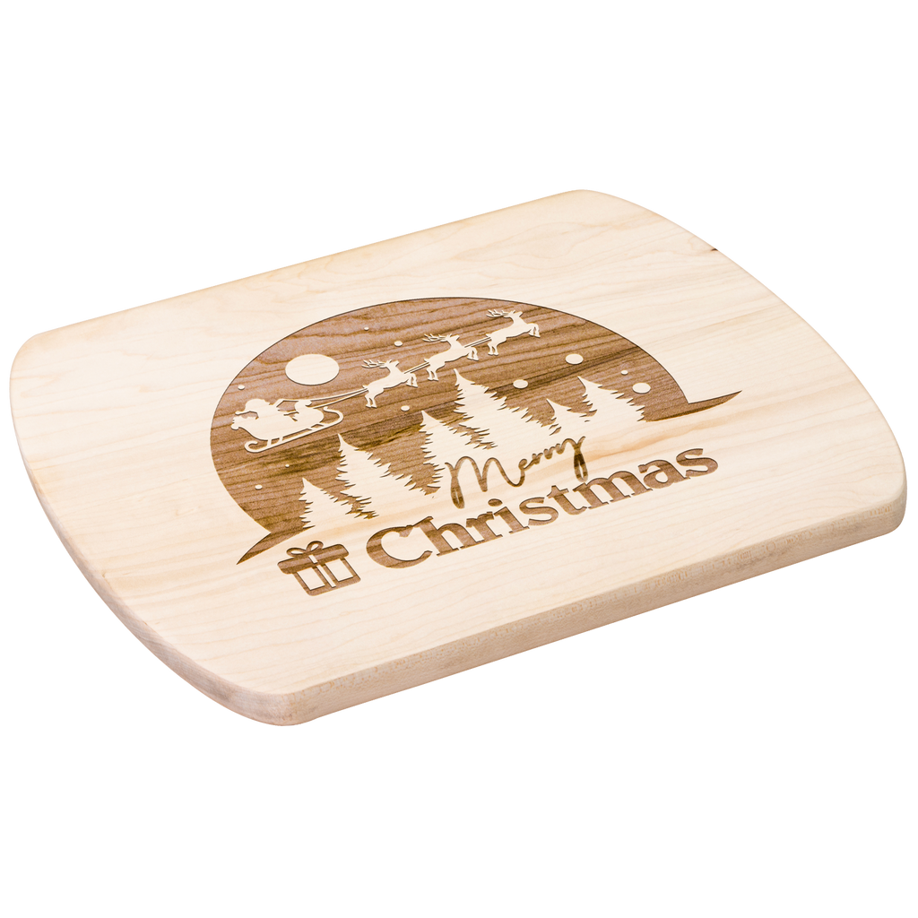 Merry Christmas Santa Scene Hardwood Cutting Board