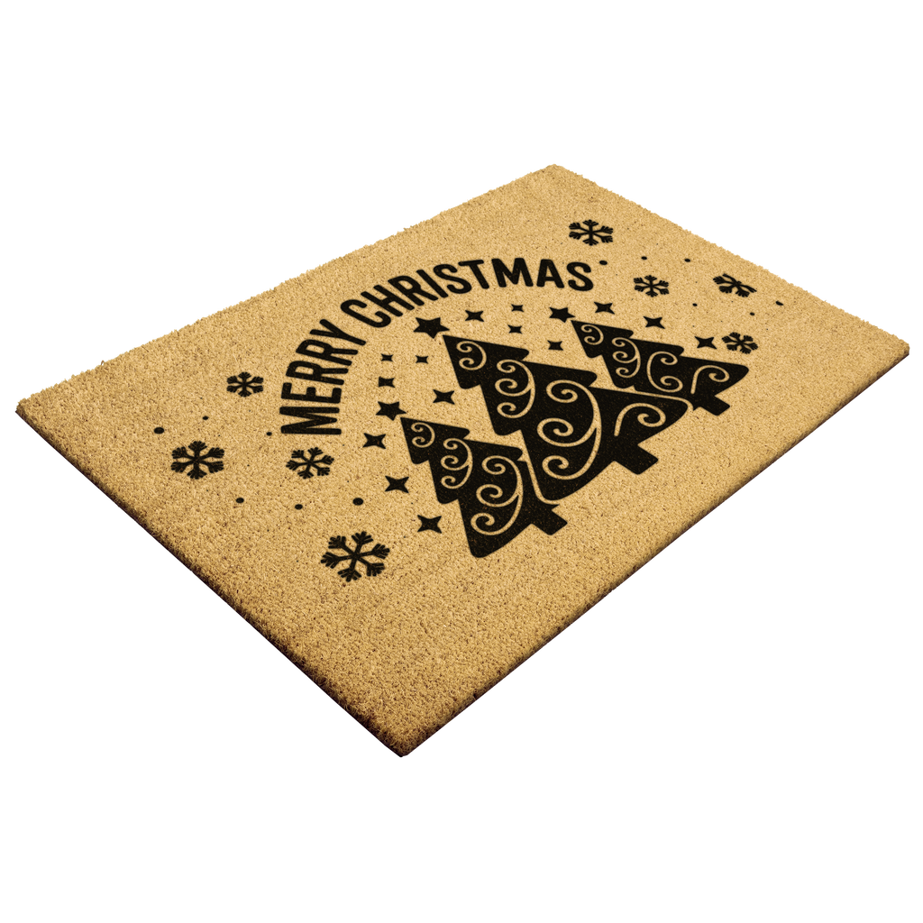 Merry Christmas Trees Outdoor Bristle Doormat