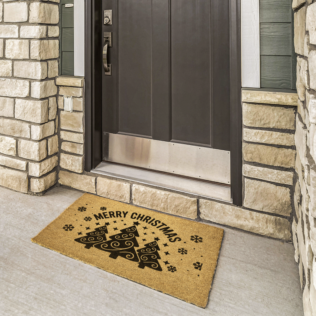 Merry Christmas Trees Outdoor Bristle Doormat