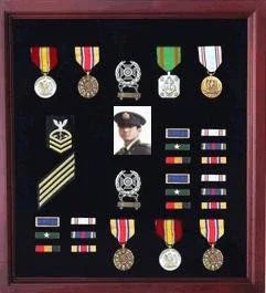 Army Medal Display Case, Army Medal Shadow box - Walnut