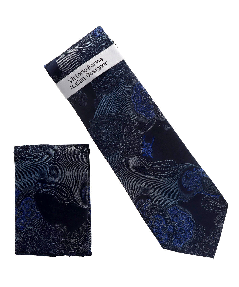 Vittorio Farina Men's Paisley Design Necktie & Pocket Square