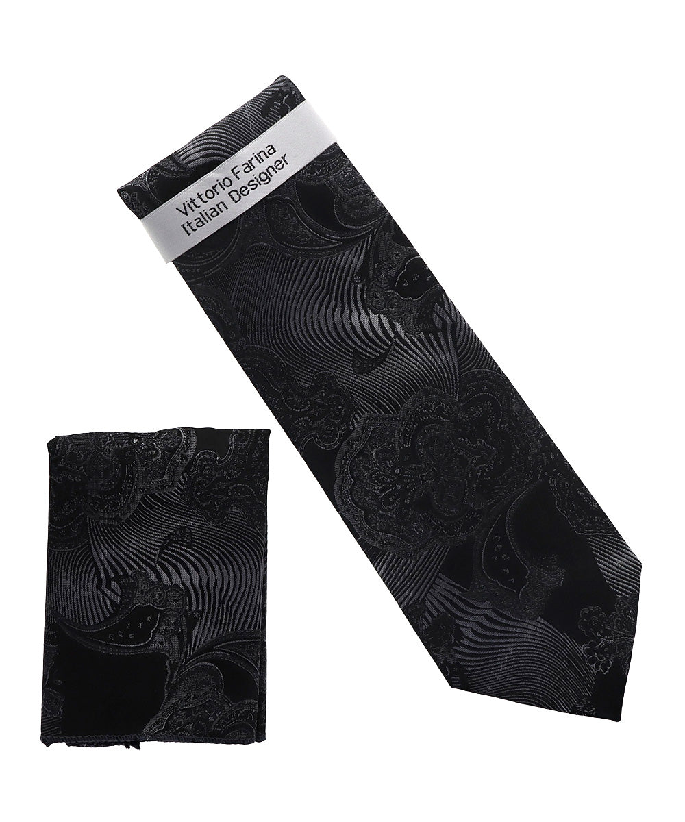 Vittorio Farina Men's Paisley Design Necktie & Pocket Square