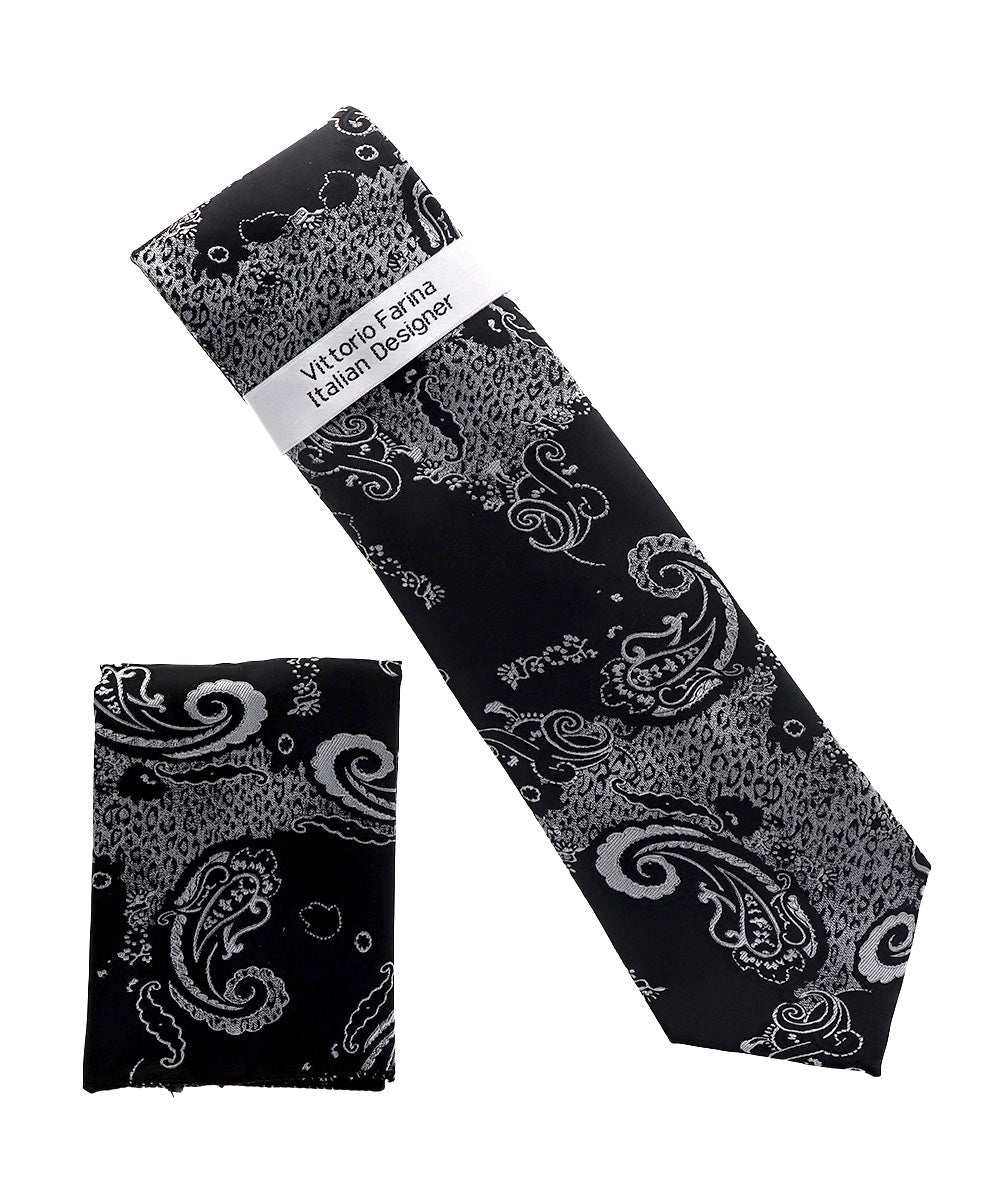 Vittorio Farina Men's Paisley Design Necktie & Pocket Square
