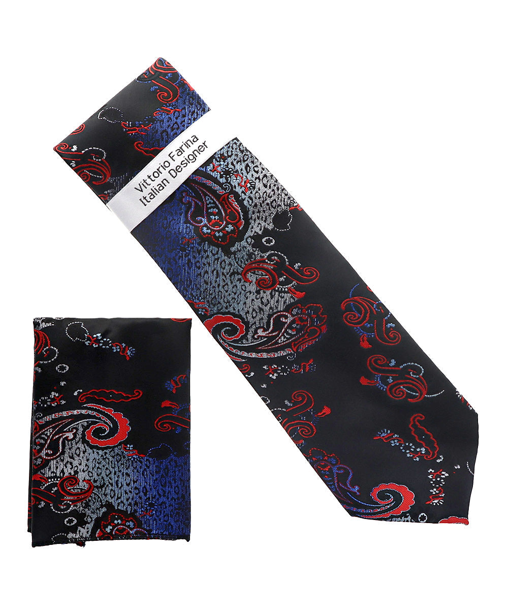 Vittorio Farina Men's Paisley Design Necktie & Pocket Square