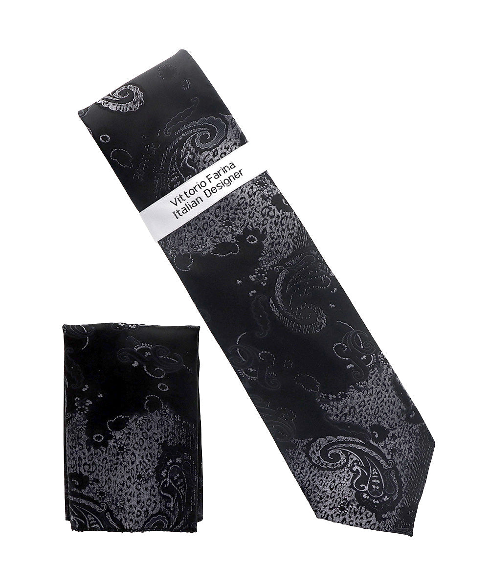 Vittorio Farina Men's Paisley Design Necktie & Pocket Square