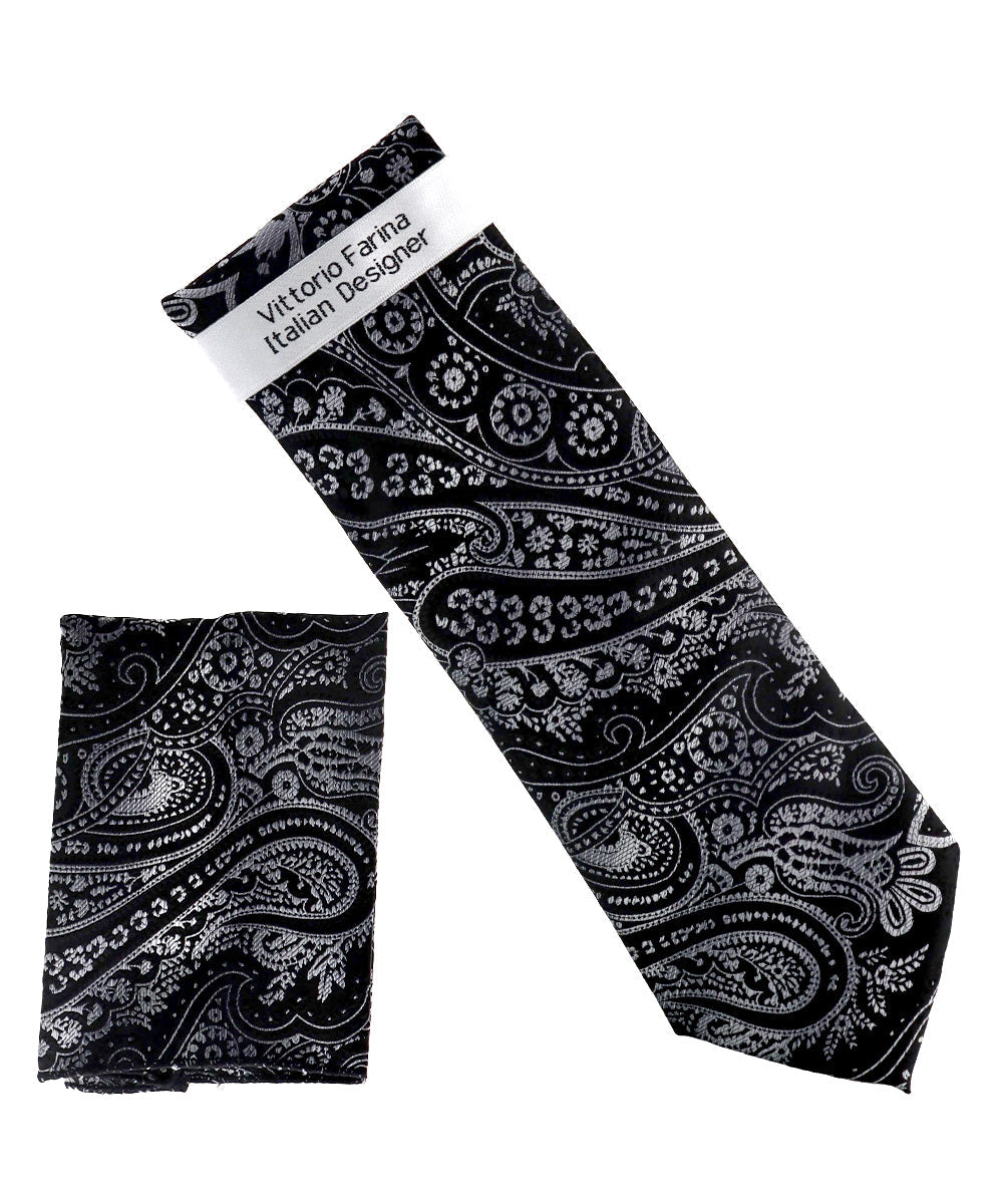 Vittorio Farina Men's Paisley Design Necktie & Pocket Square