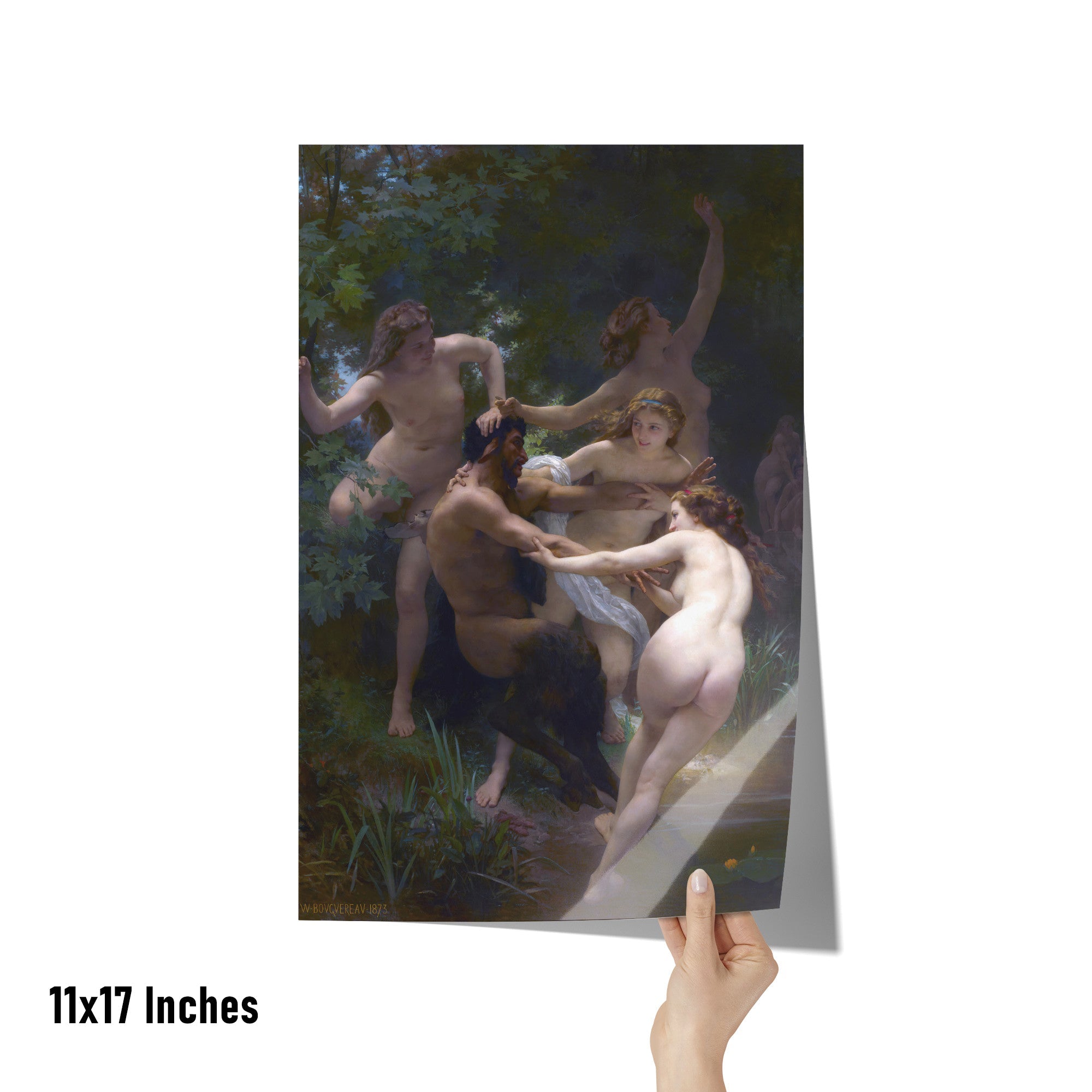 "Nymphs and Satyr" by William-Adolphe Bouguereau Matte Poster
