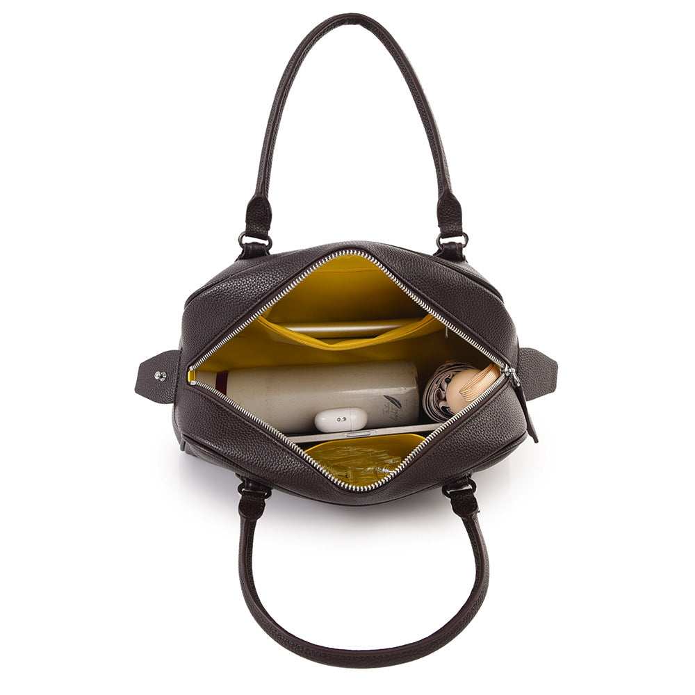 Handbag Simple Large Capacity Briefcase Autumn Winter Retro Bowling Bag Women Office Tote