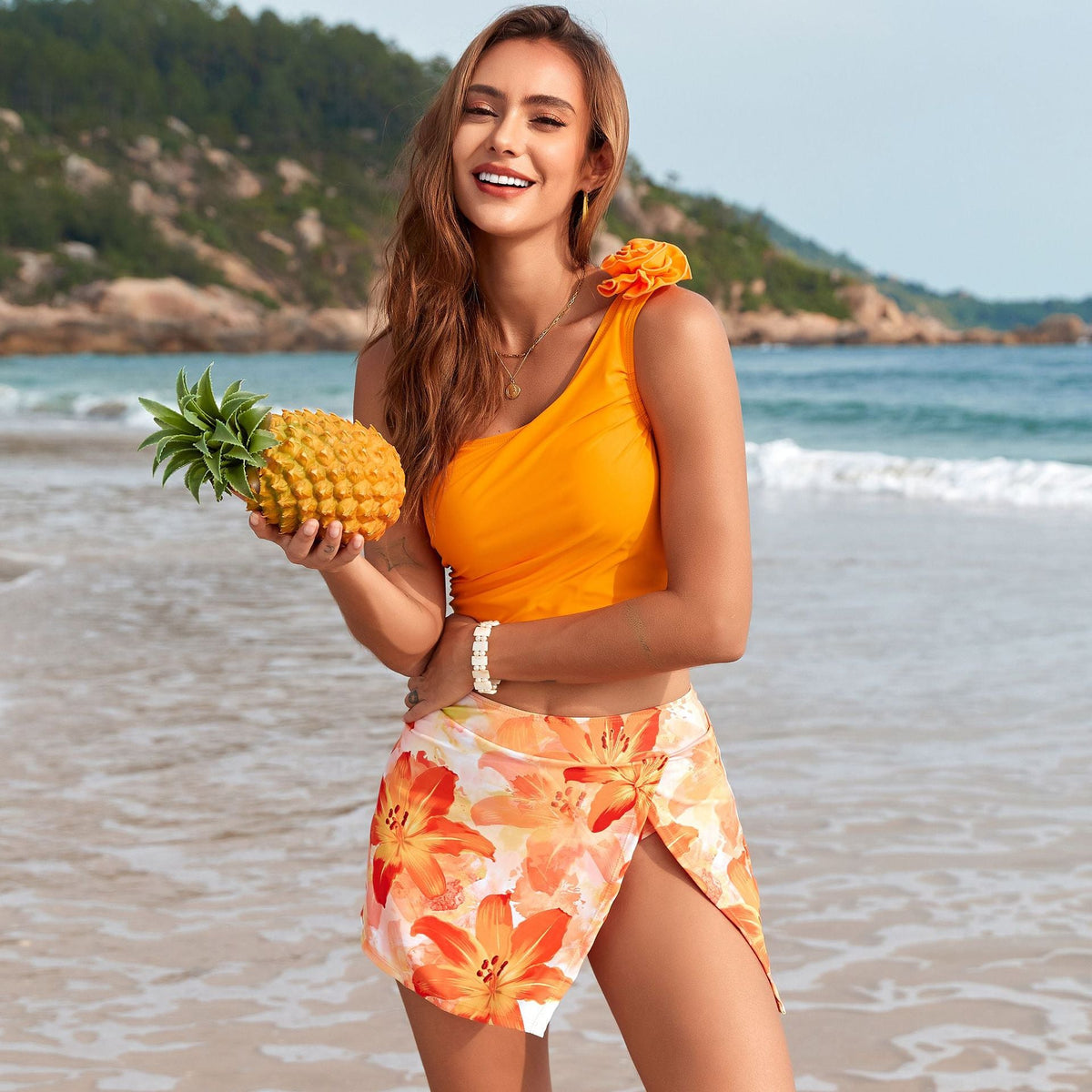 Women Summer Vacation Printed One Piece Swimsuit