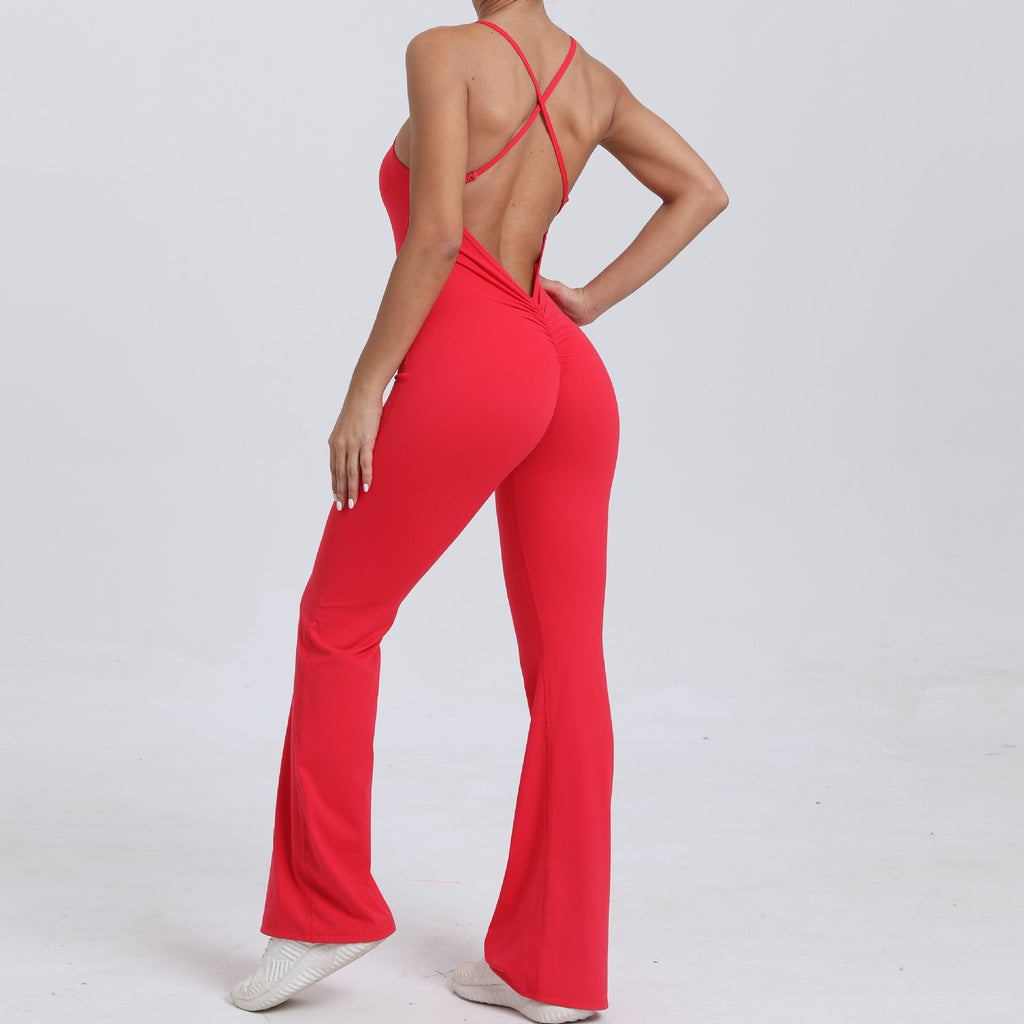 Adjustable Shoulder Strap Horn Yoga Jumpsuit Sports Fitness Hollow Out Cutout Hip Lifting Yoga Jumpsuit