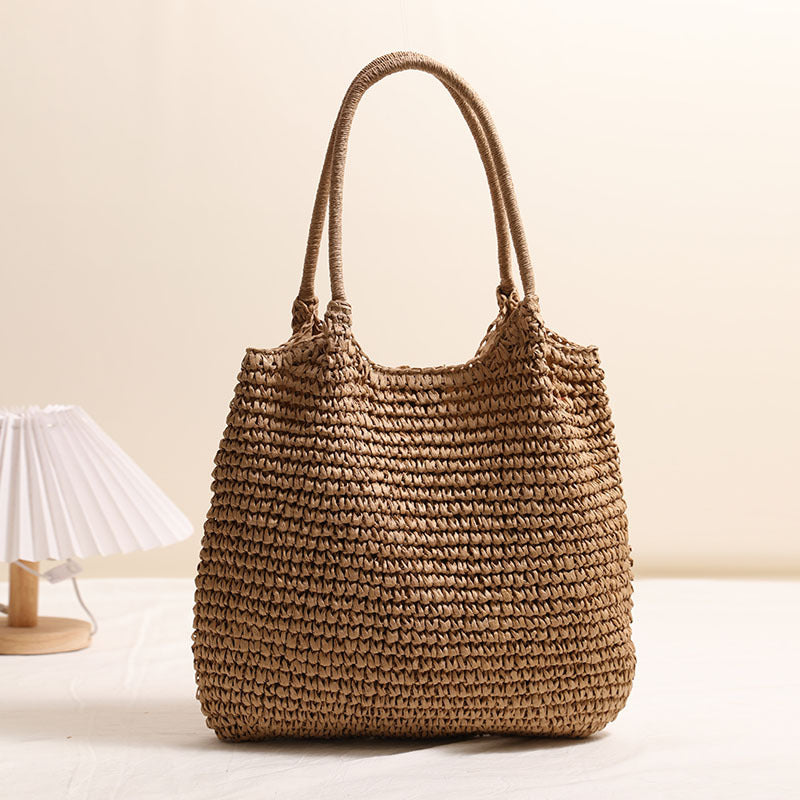 Large Capacity Tote Straw Bag Casual Shoulder Woven Bag Vacation Beach Bag Women Bag