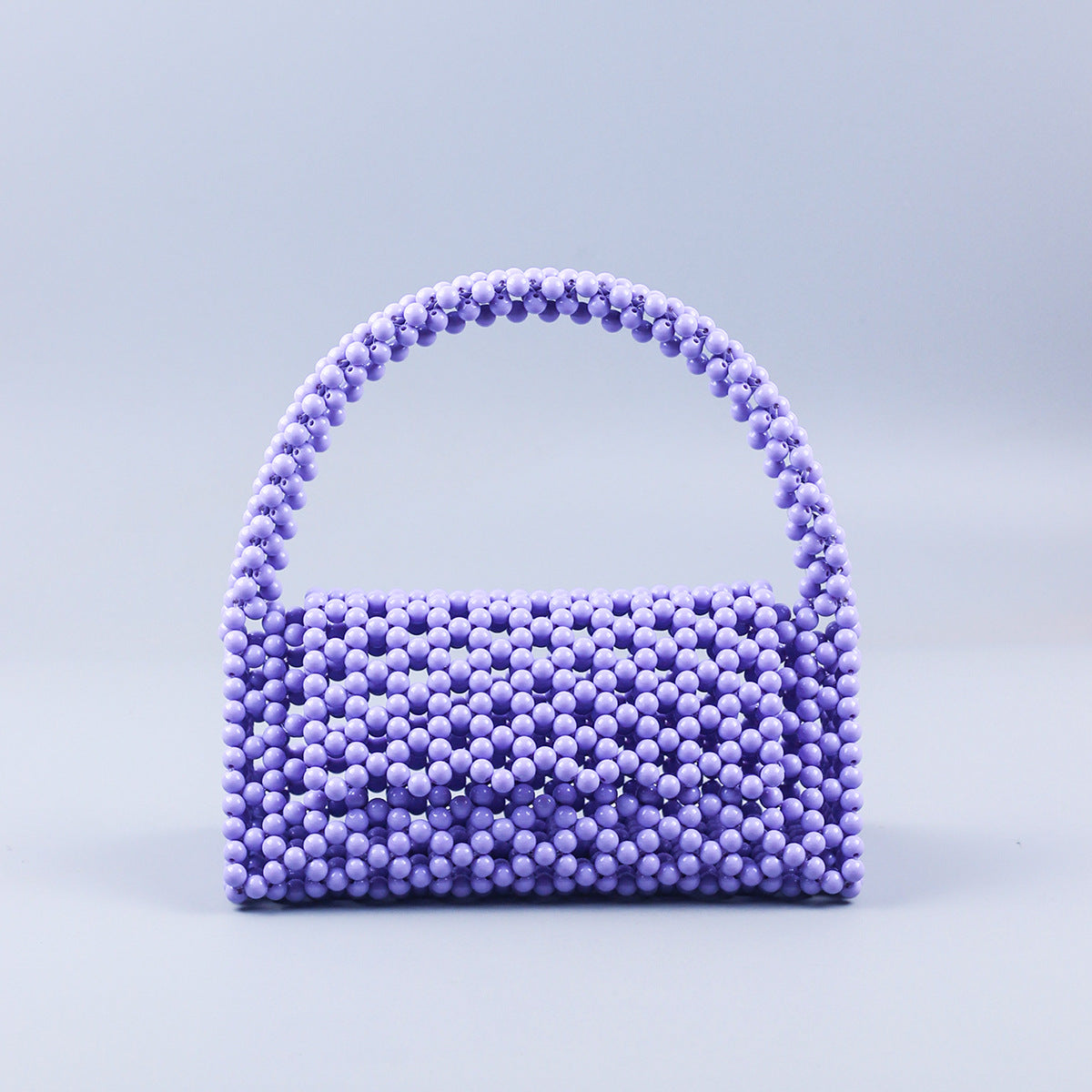 Pearl Bag Women Hand Woven Acrylic Beaded Bag Retro Fairy Small Handbag Triangle Wrist Bag