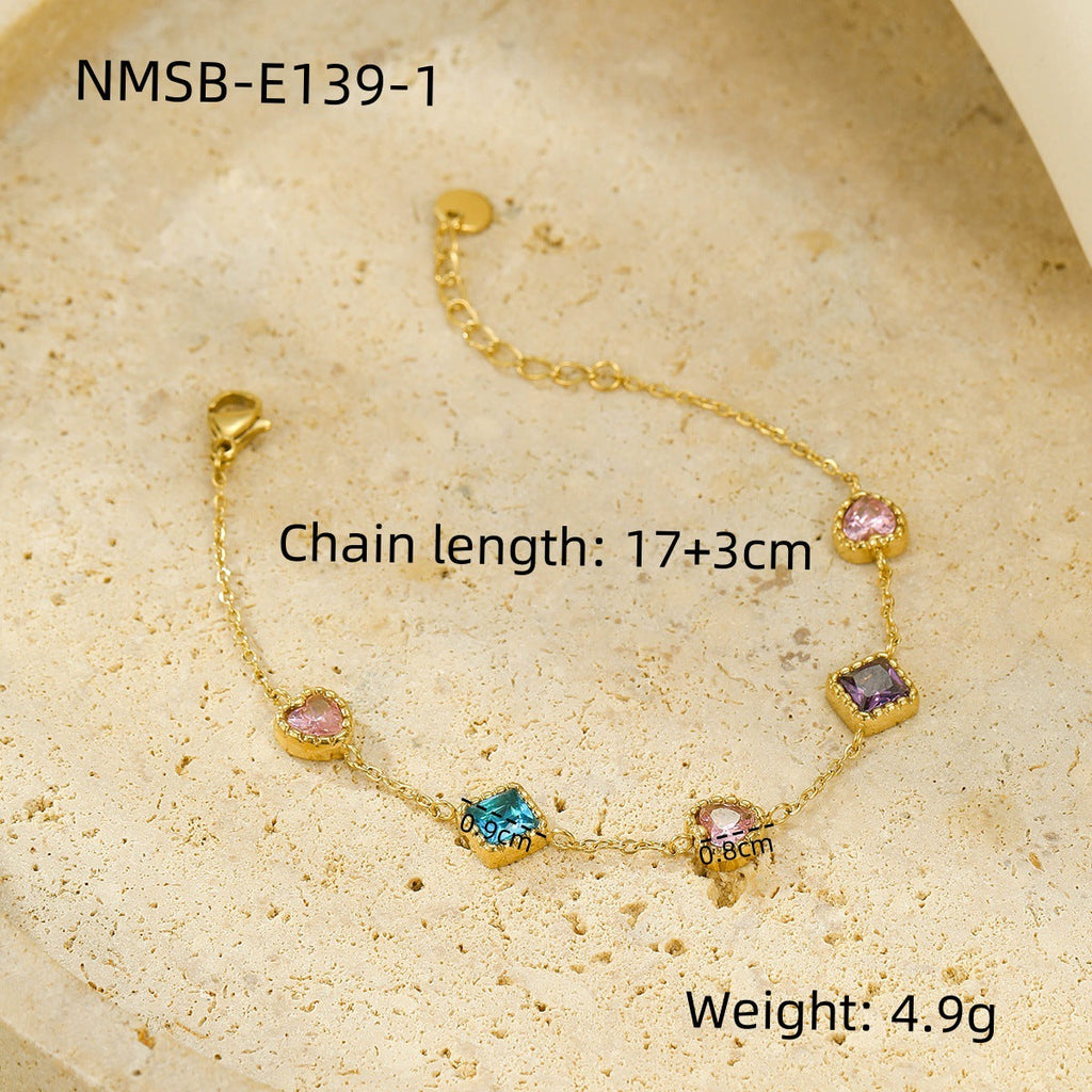 Arrival 18K Gold Diamond Titanium Steel Bracelets Women Affordable Luxury Elegant Heart Trendy Stainless Steel Bracelet