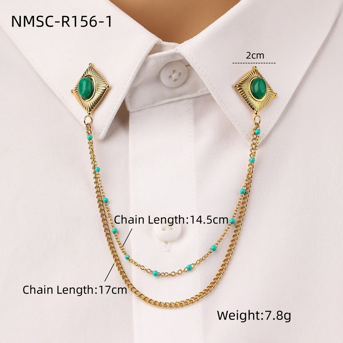 Arrival Natural Stone Stainless Steel Collar Pin Fashionable High Grade Shirt Neckline Non Fading Titanium Steel Ornament
