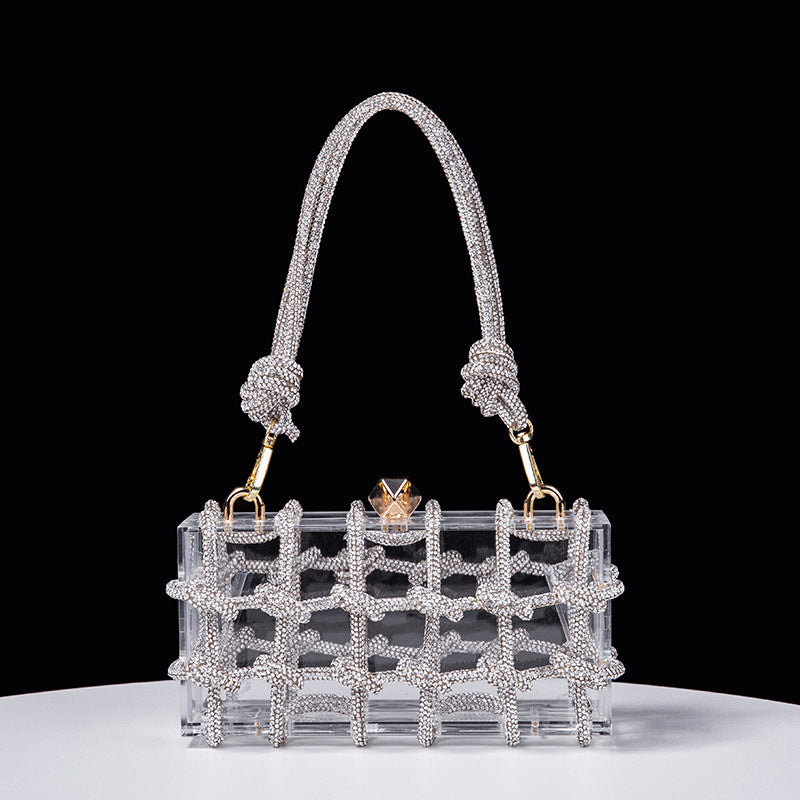 Spring Summer Alec Transparent Storage Box Handcraft Braiding Rope Small Square Bag Underarm Handbags