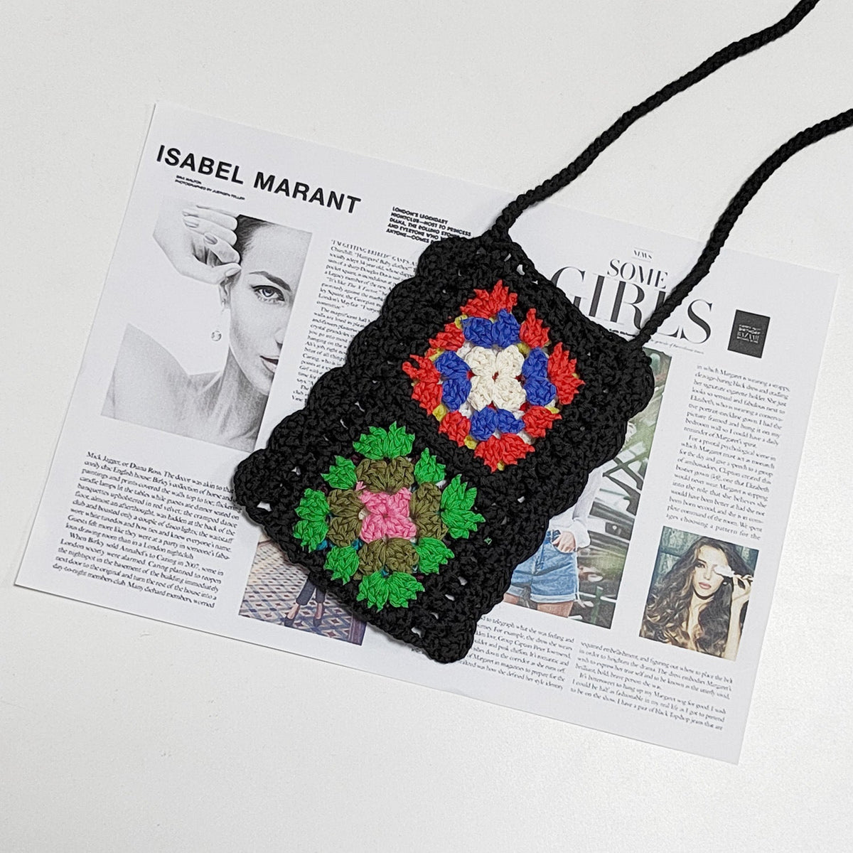 Handmade Knitting Wool Crochet Internet Celebrity Ethnic Mobile Phone Bag Mixed Color Random One-Piece Crossbody Bag