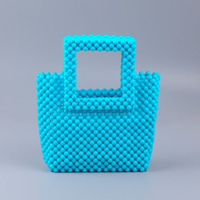 Popular Acrylic Hand Woven Color Square Clutch High Quality Lightweight Ladies Bag