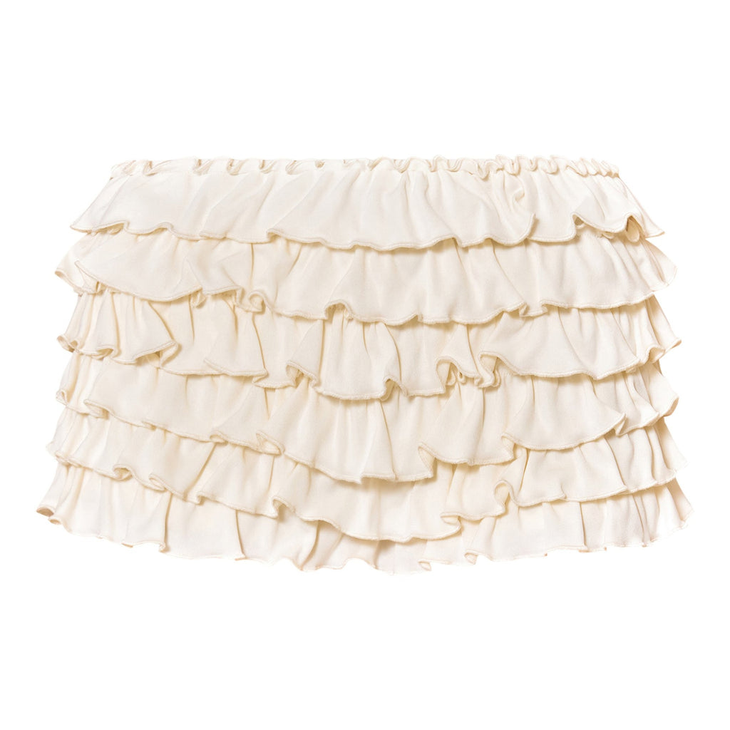 Women Clothing Solid Color Frill Wavy Casual Lantern Dress Short Skirt Culottes