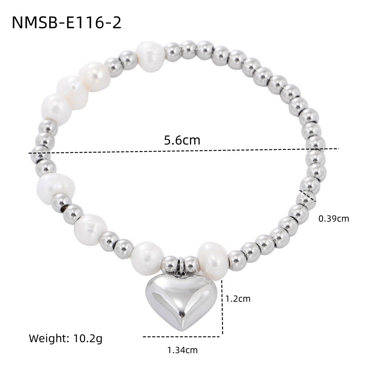 Pearl Heart Titanium Steel Bracelet Women Affordable Luxury All Match Beaded Stainless Steel Bracelet