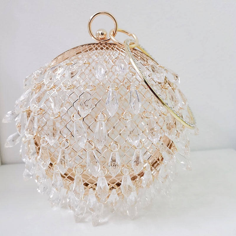 Spring Summer Internet Celebrity Drop Shaped Acrylic Multi Color Selection round Metal Bird Cage Portable Dinner Bag