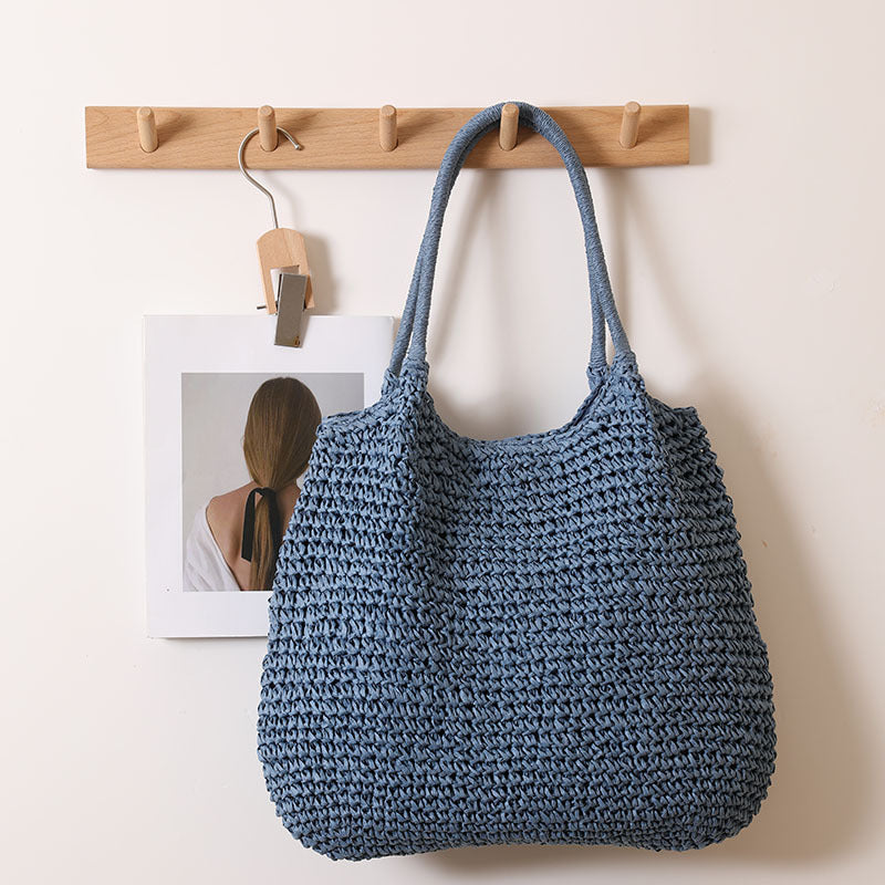 Large Capacity Tote Straw Bag Casual Shoulder Woven Bag Vacation Beach Bag Women Bag