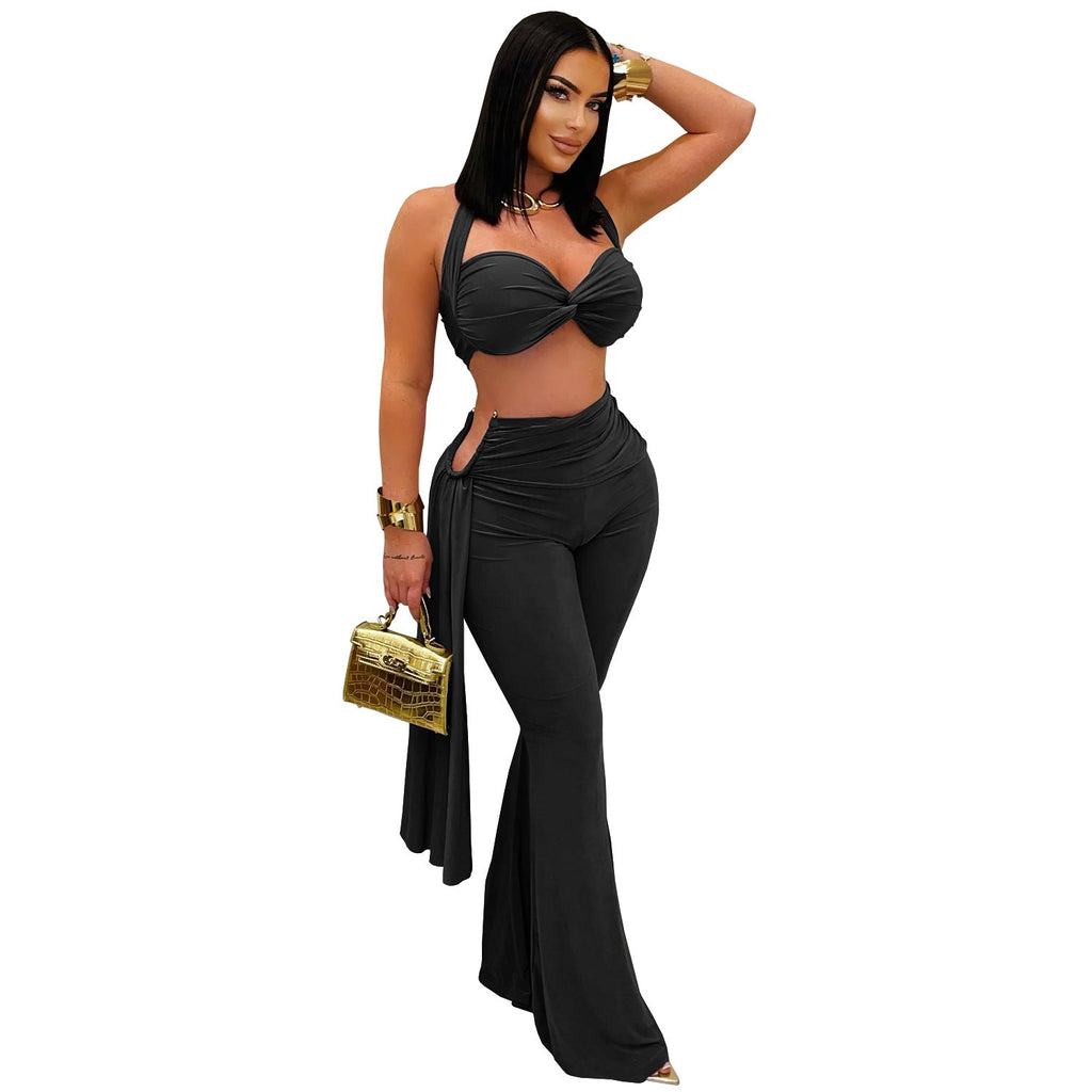 Women Wear Sexy Summer Tube Top Bandage Trousers Set