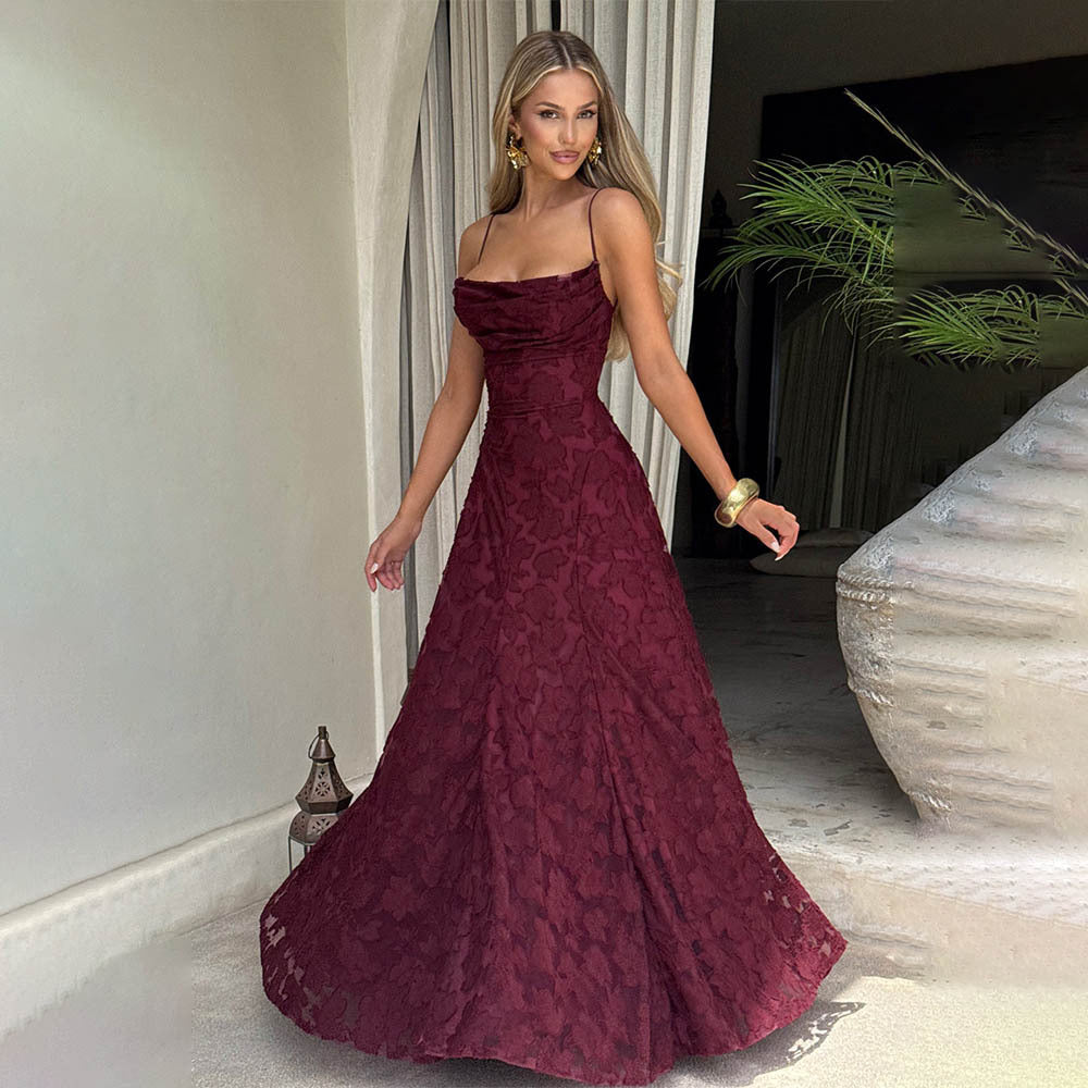 Summer Women Clothing Sexy Strap Chiffon Elegant Backless Evening Dress