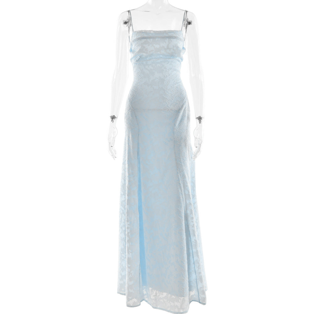 Summer Women Clothing Sexy Strap Chiffon Elegant Backless Evening Dress