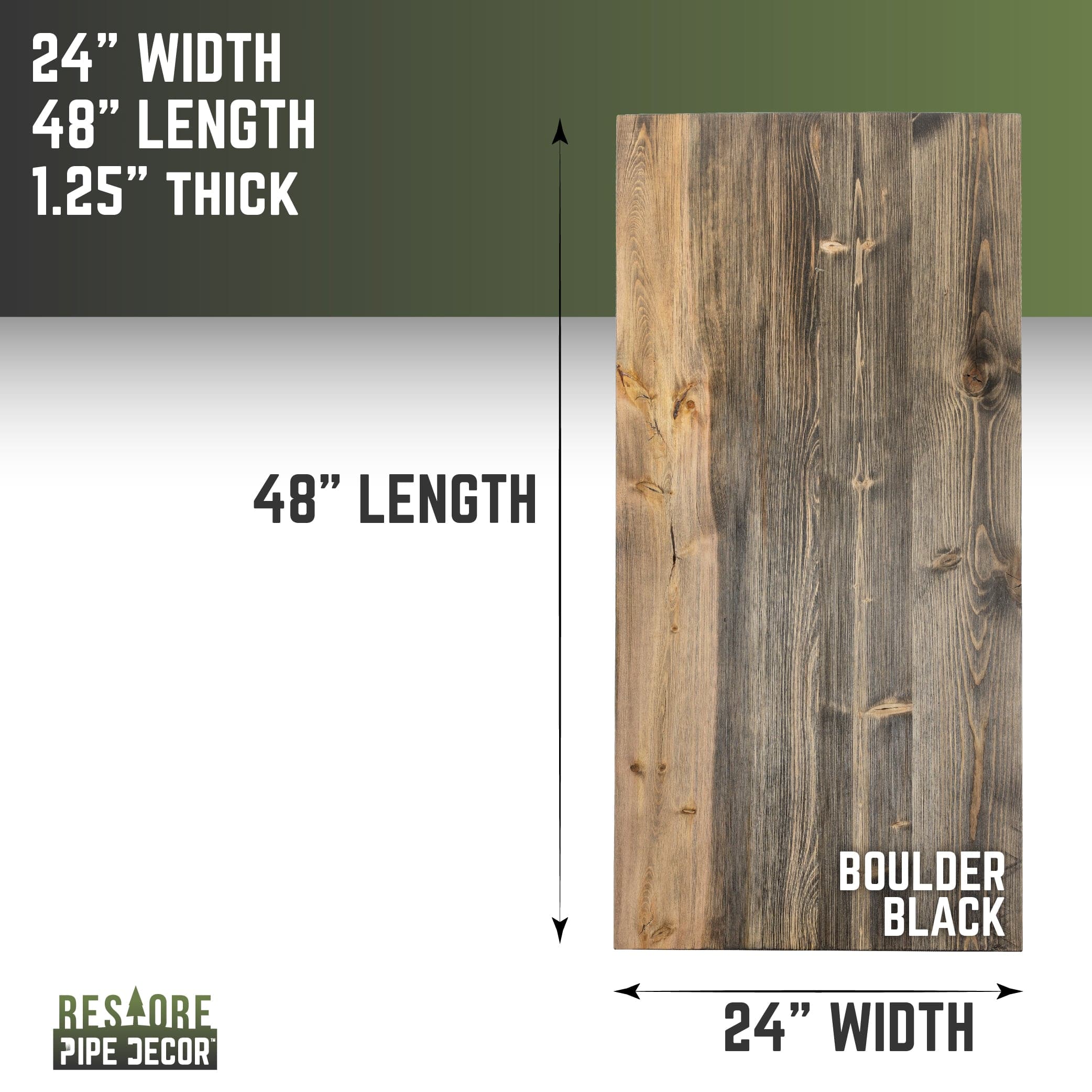 RESTORE Boulder Black Solid Wood Desk Tabletop
