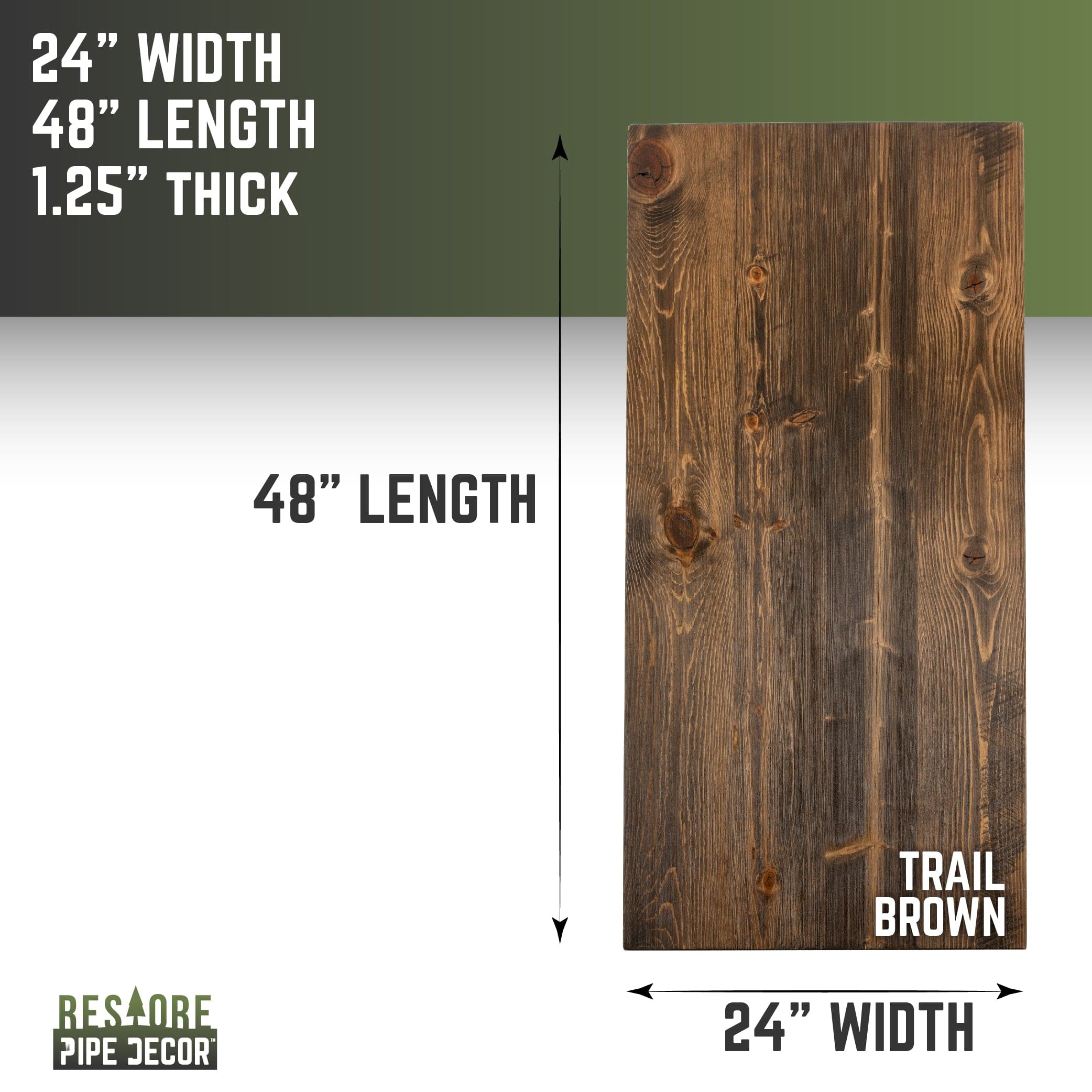 RESTORE Trail Brown Solid Wood Desk Tabletop