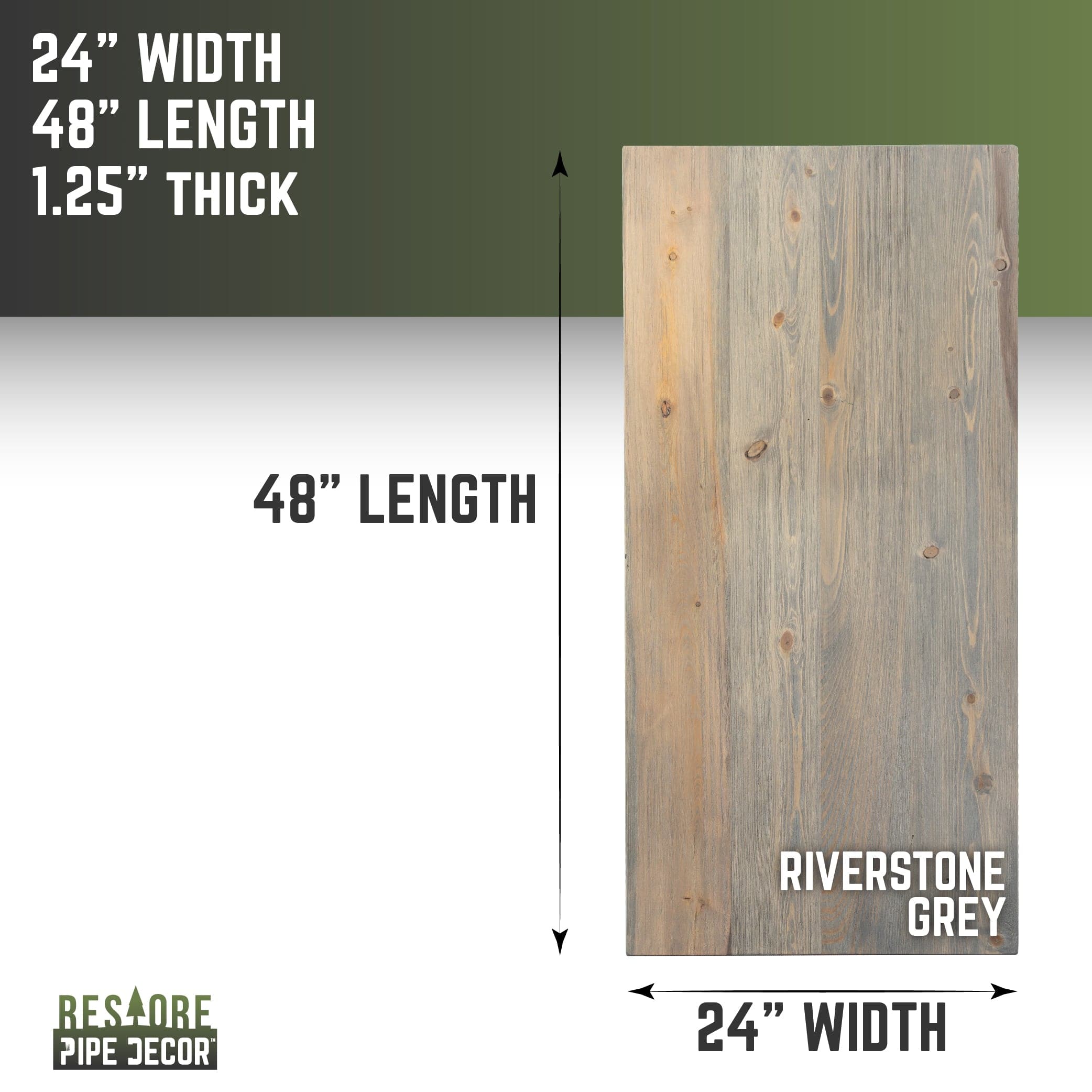 RESTORE Riverstone Grey Solid Wood Desk Tabletop