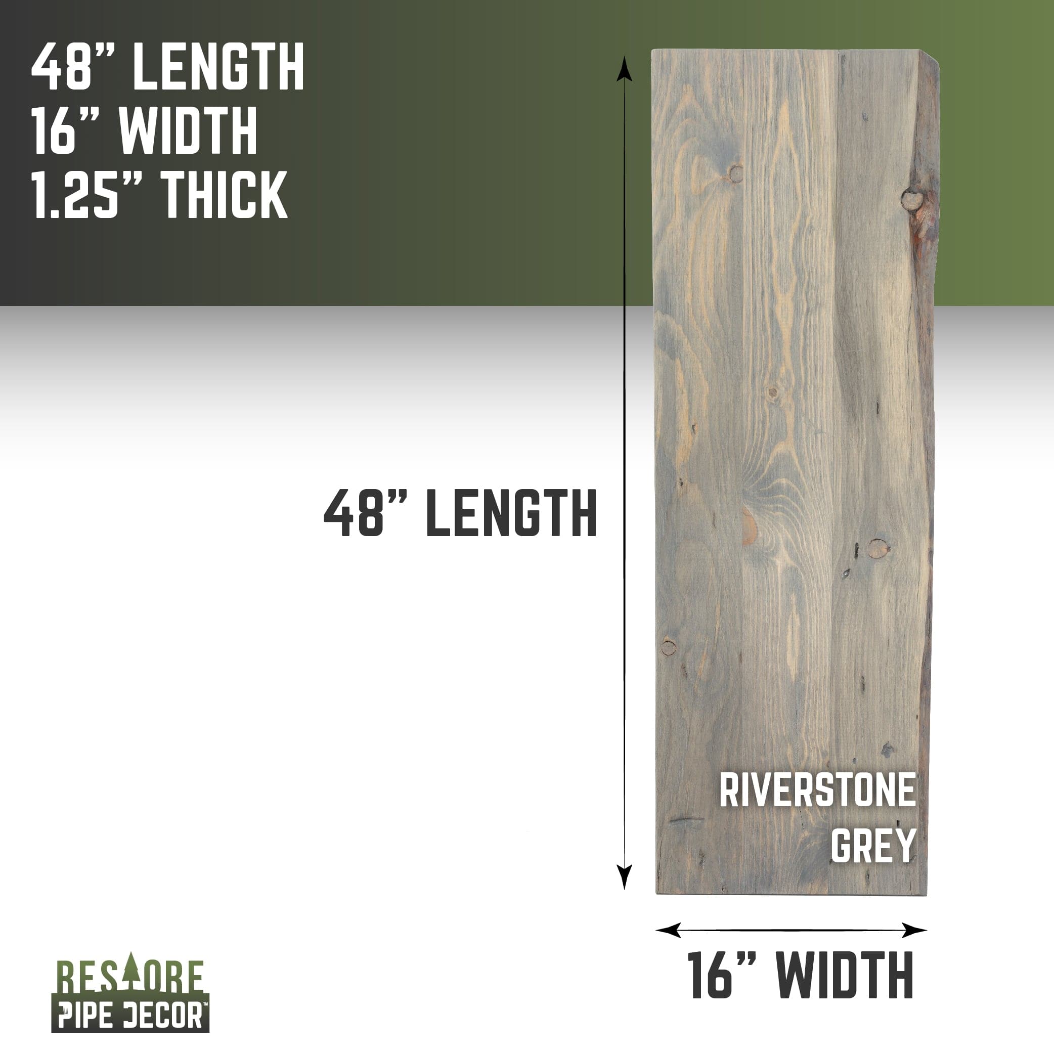 RESTORE Riverstone Grey Solid Live Edge Wood Console Tabletop