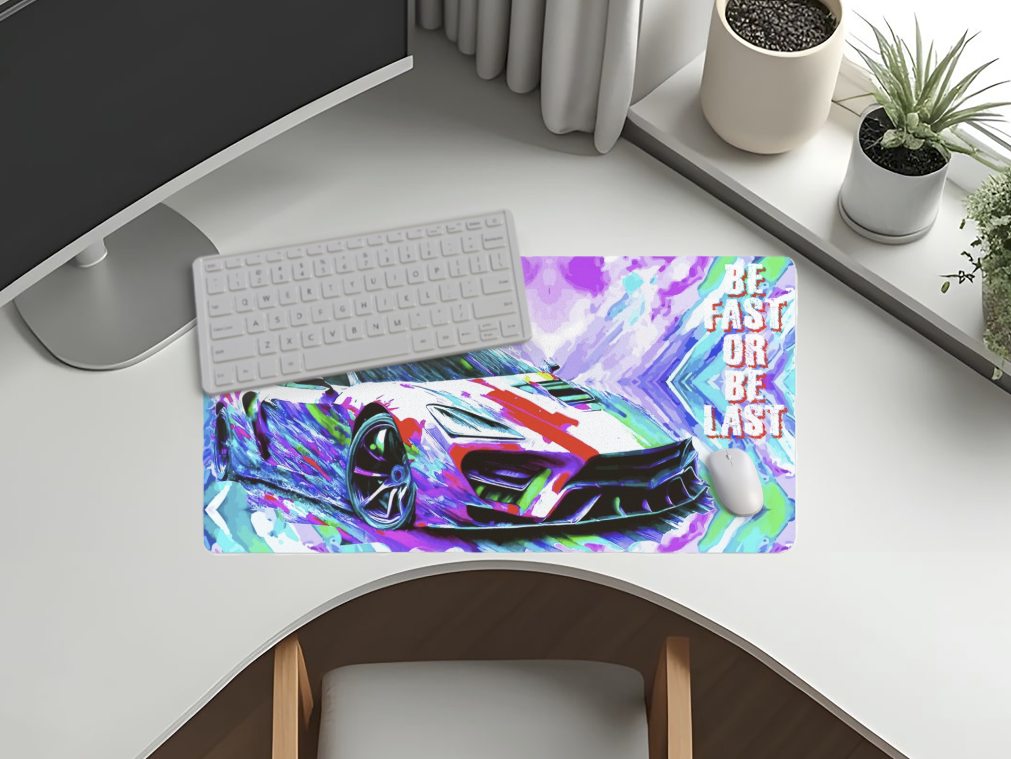 Be Fast Or Be Last Sports Car 40" x 20" Mousepad Desk Mat