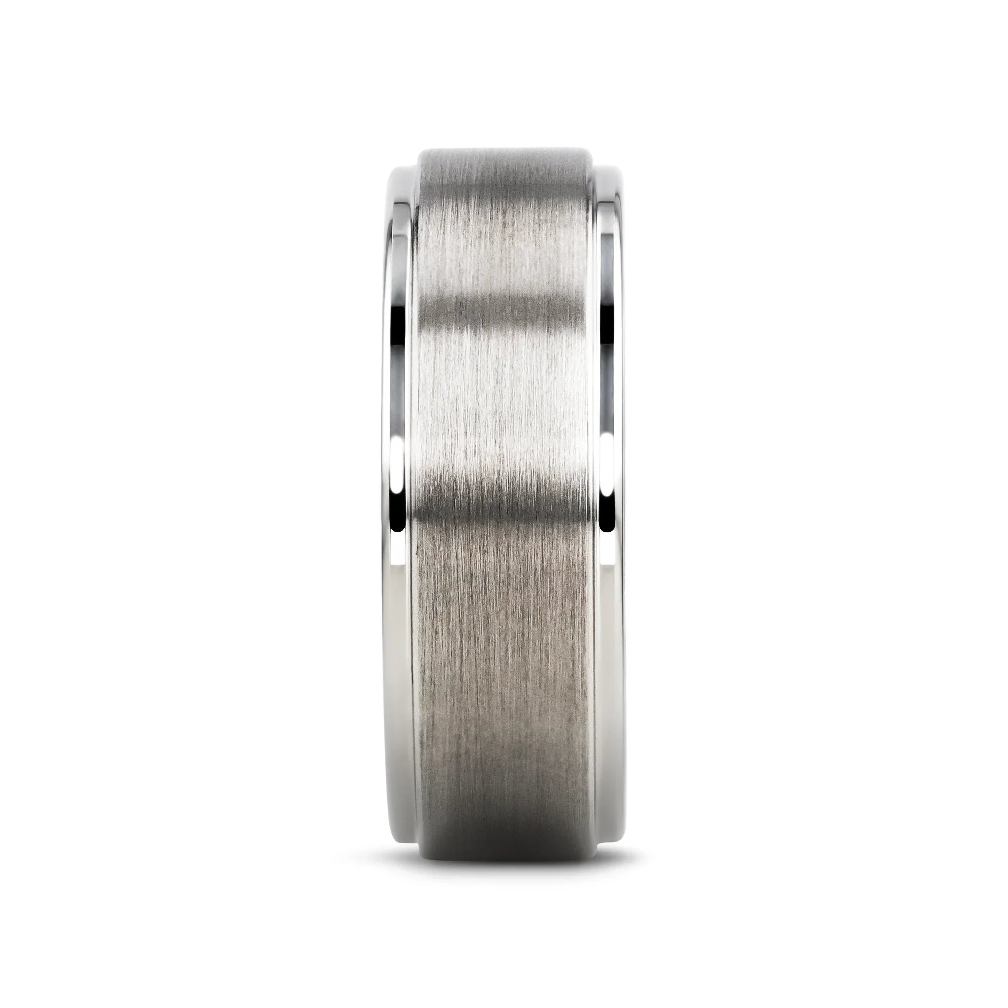 ORLOFF White Tungsten Ring with Raised Brush Finished Center - 6mm & 8mm