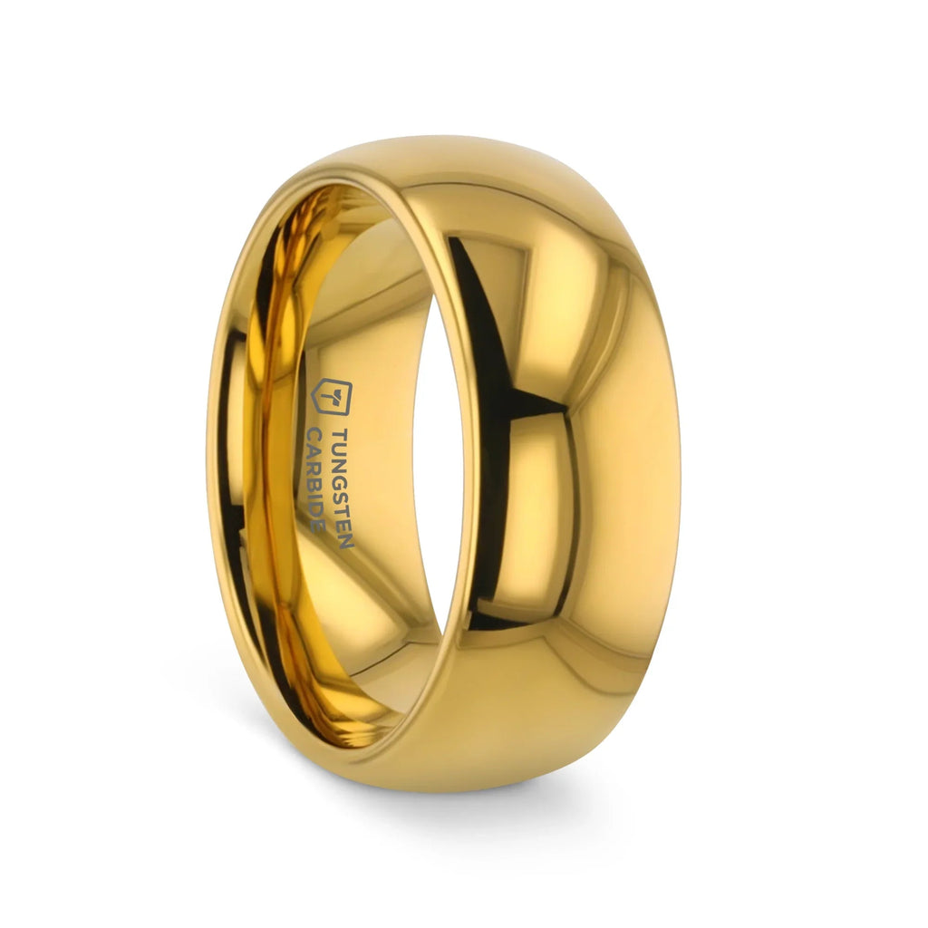 ORO Traditional Domed Gold-Plated Tungsten Carbide Wedding Ring, 4mm–10mm