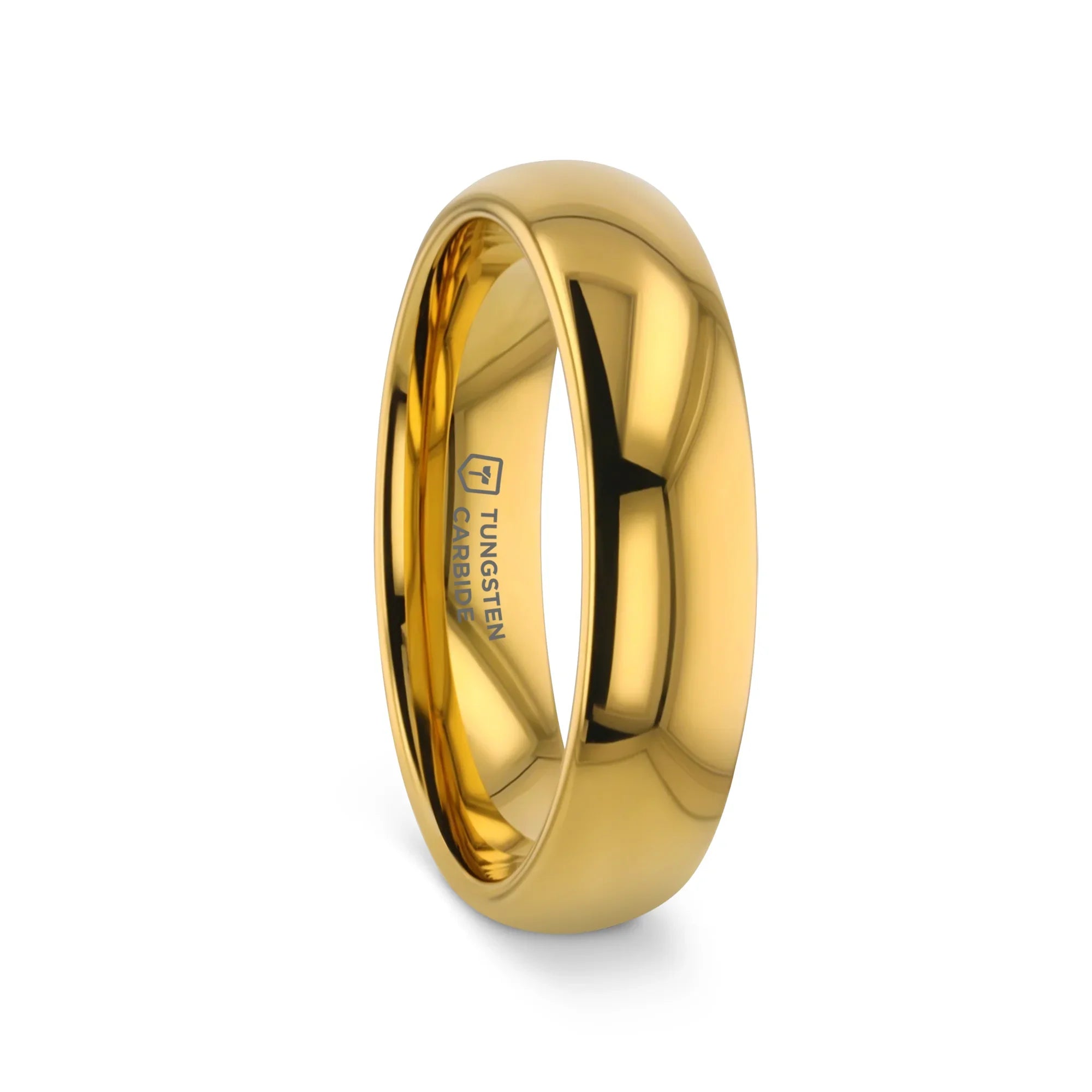ORO Traditional Domed Gold-Plated Tungsten Carbide Wedding Ring, 4mm–10mm