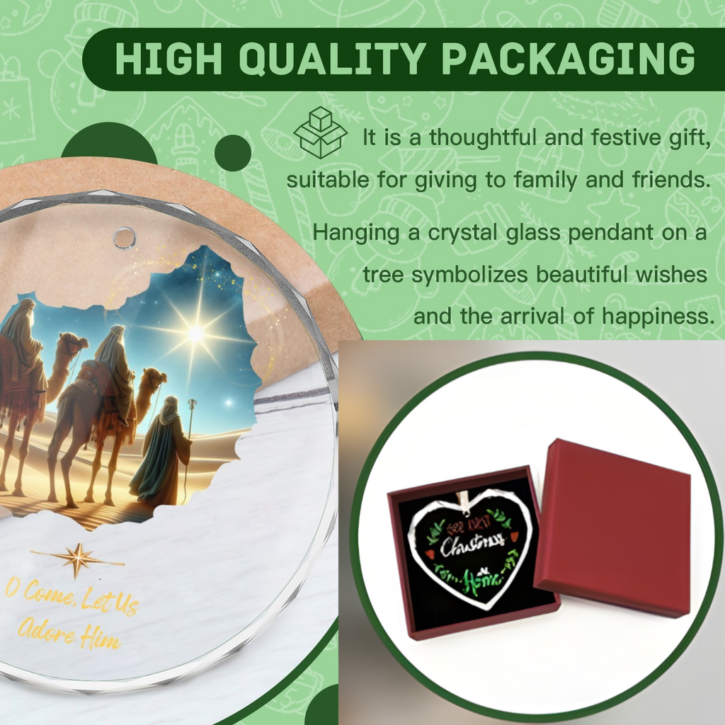 Faith Based Christmas Carols Golden Ornament Set - Set of 4