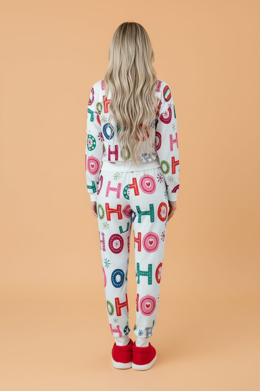 Christmas Graphic Print Top & Pants Pajama Set