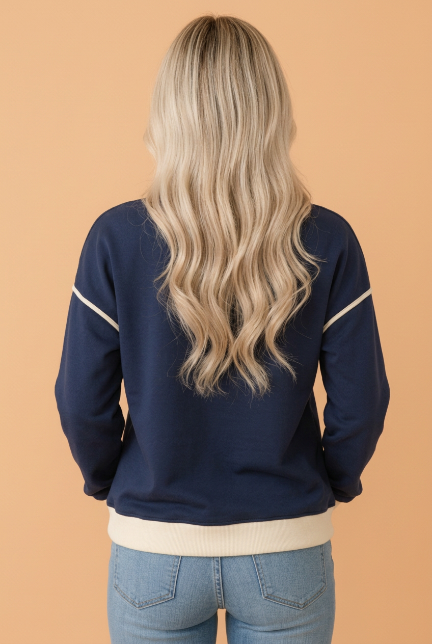 Colorblock Drop Shoulder Pullover Sweatshirt