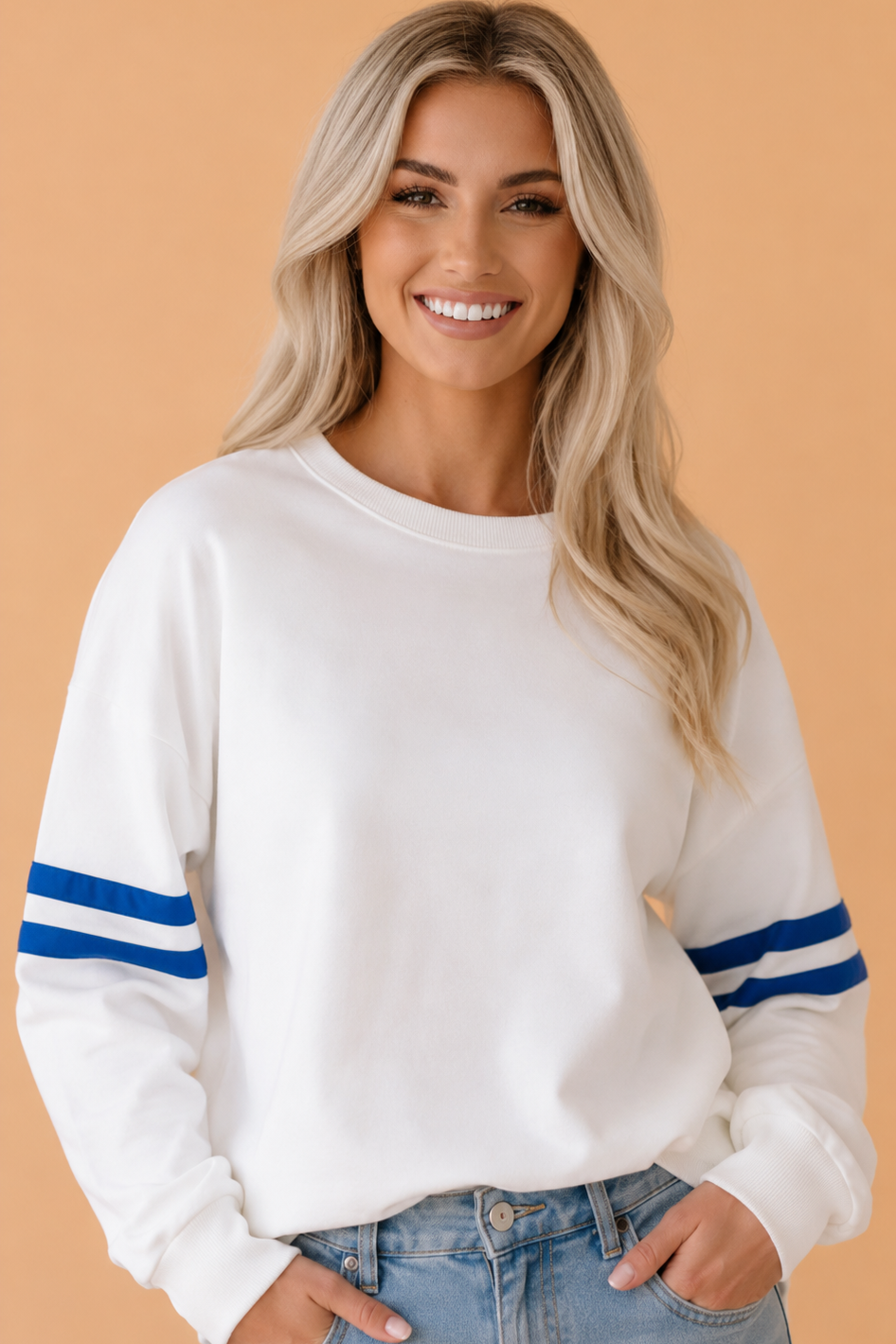 Varsity Stripe Drop Shoulder Oversized Sweatshirt