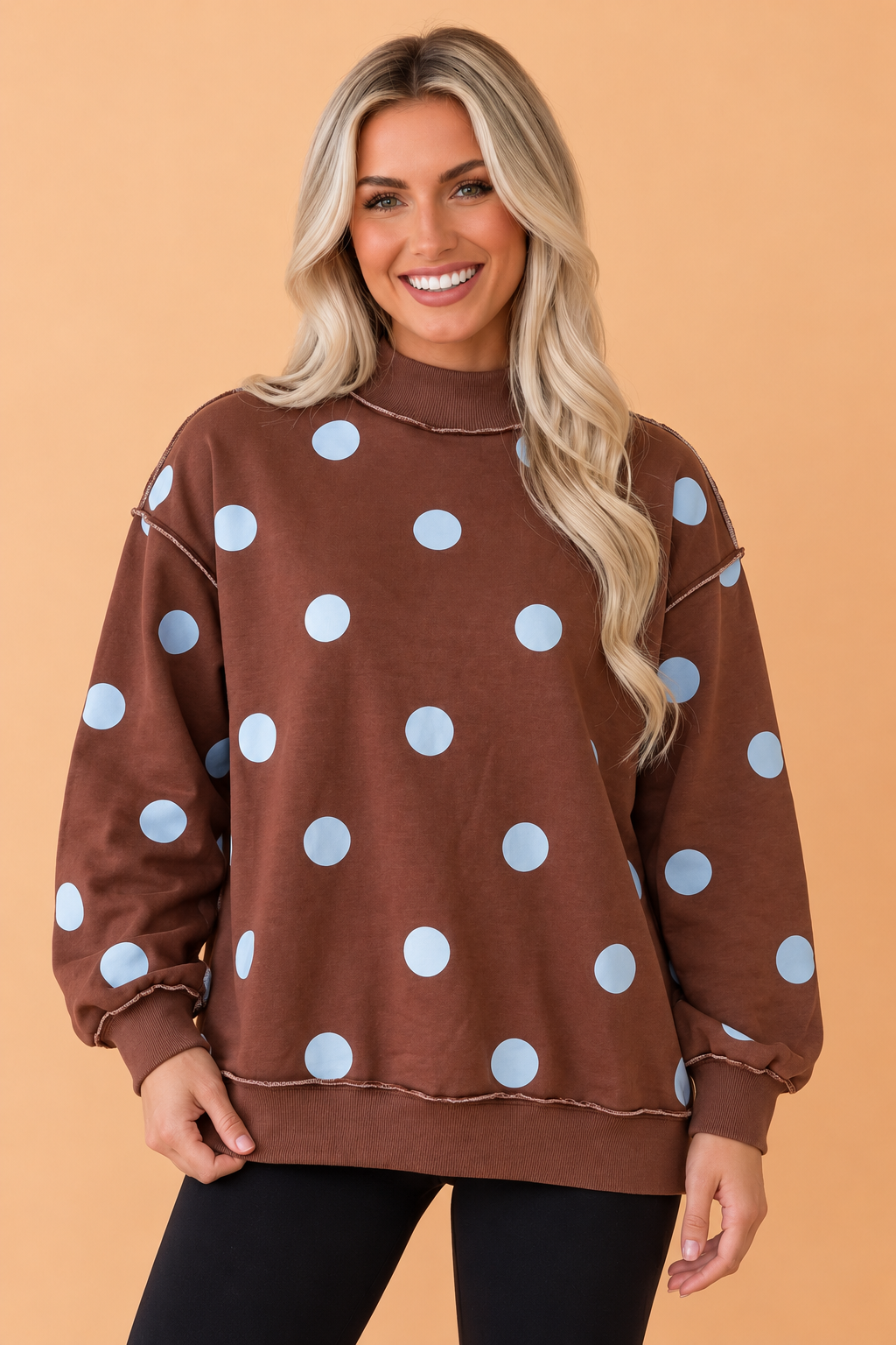Polka Dot/GOOD DAY Letter Print Reversible Sweatshirt