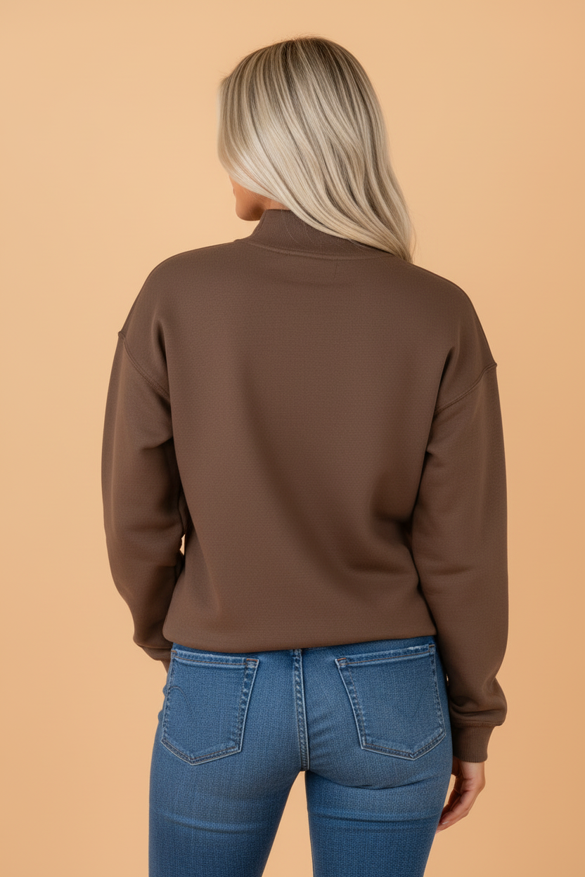 STATE Letter Print Exposed Seam Mock Neck Sweatshirt