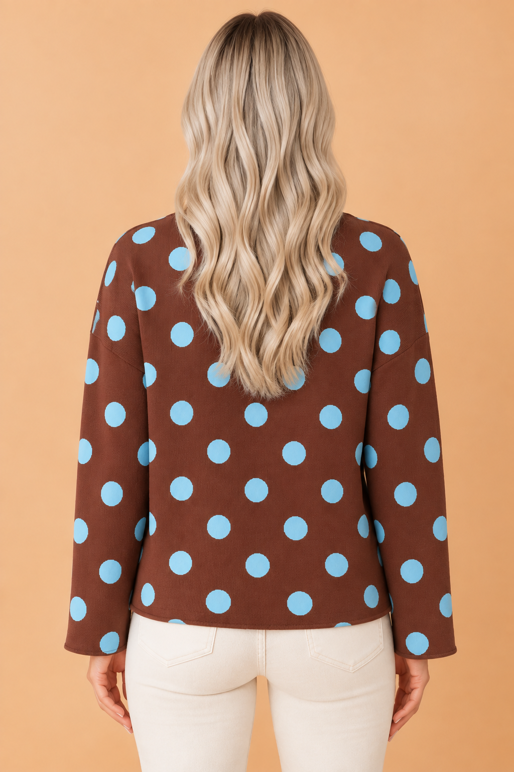 Polka Dot Drop Shoulder Button Down Cardigan