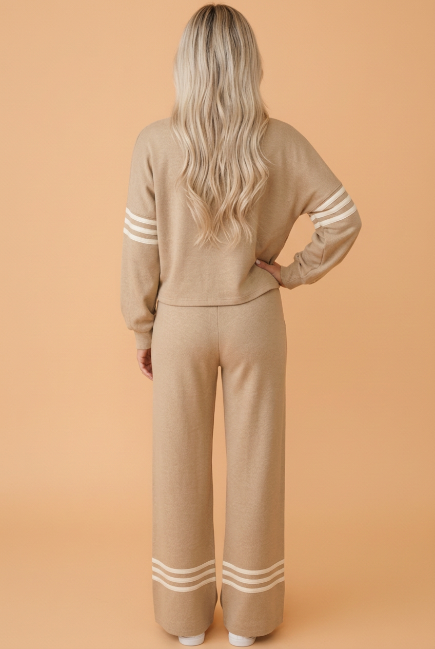 Varsity Stripe Long Sleeve Top & Loose Pants Set