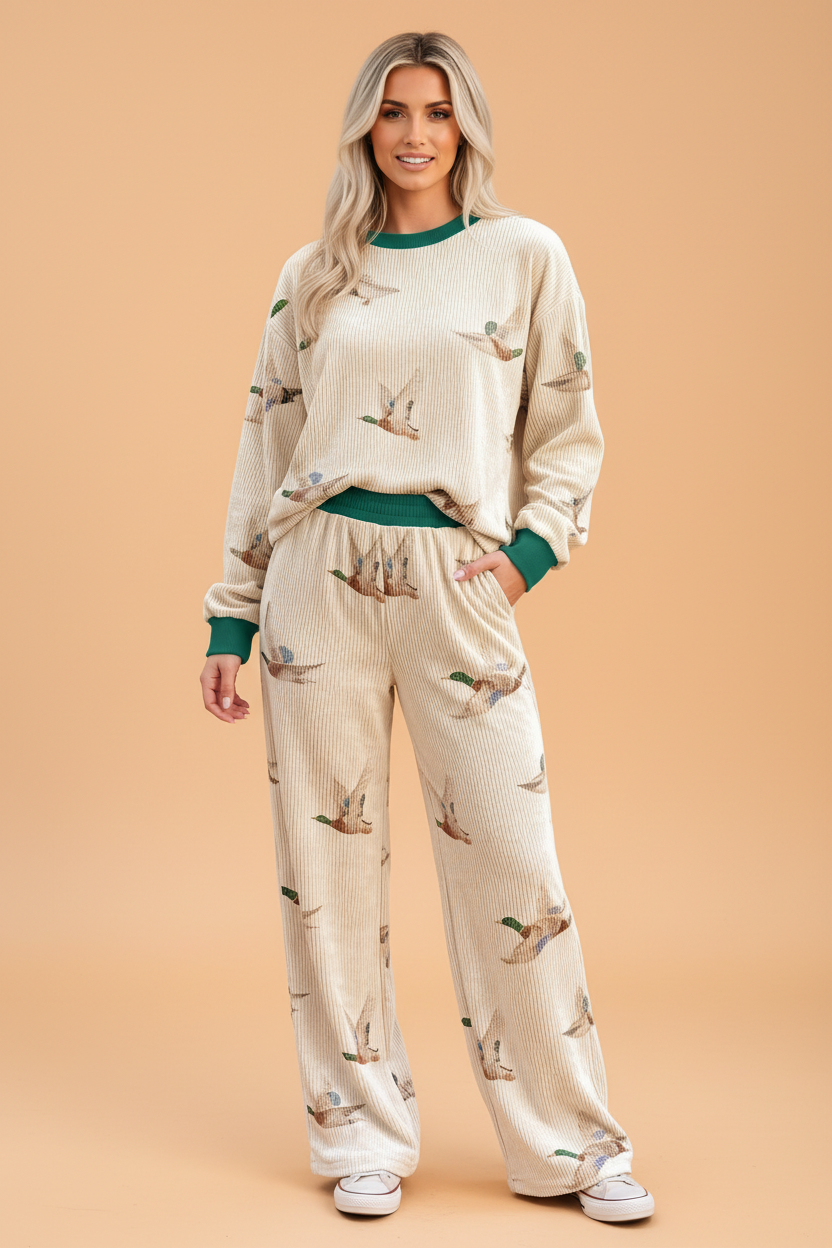Mallard Corded Knit Long Sleeve Top & Pants Set