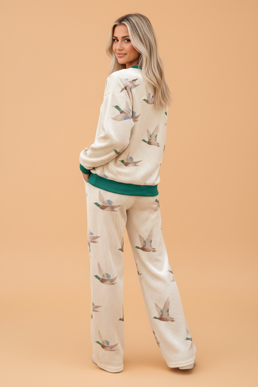 Mallard Corded Knit Long Sleeve Top & Pants Set