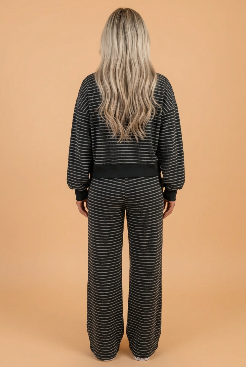 Stripe Long Sleeve Top & Pocketed Pants Set